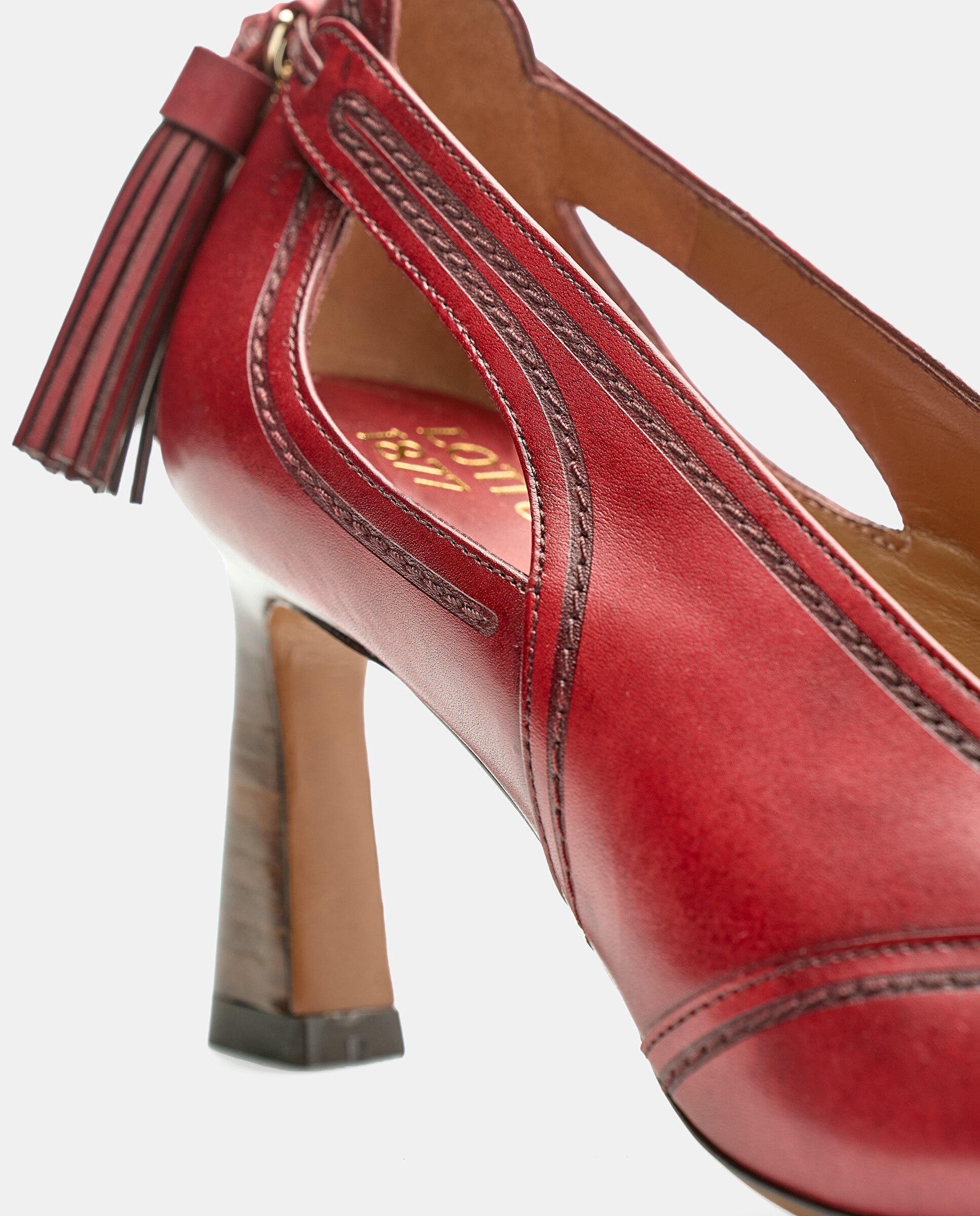 Sapatos de Salto Smithson de Pele Vermelho Vermelho-4