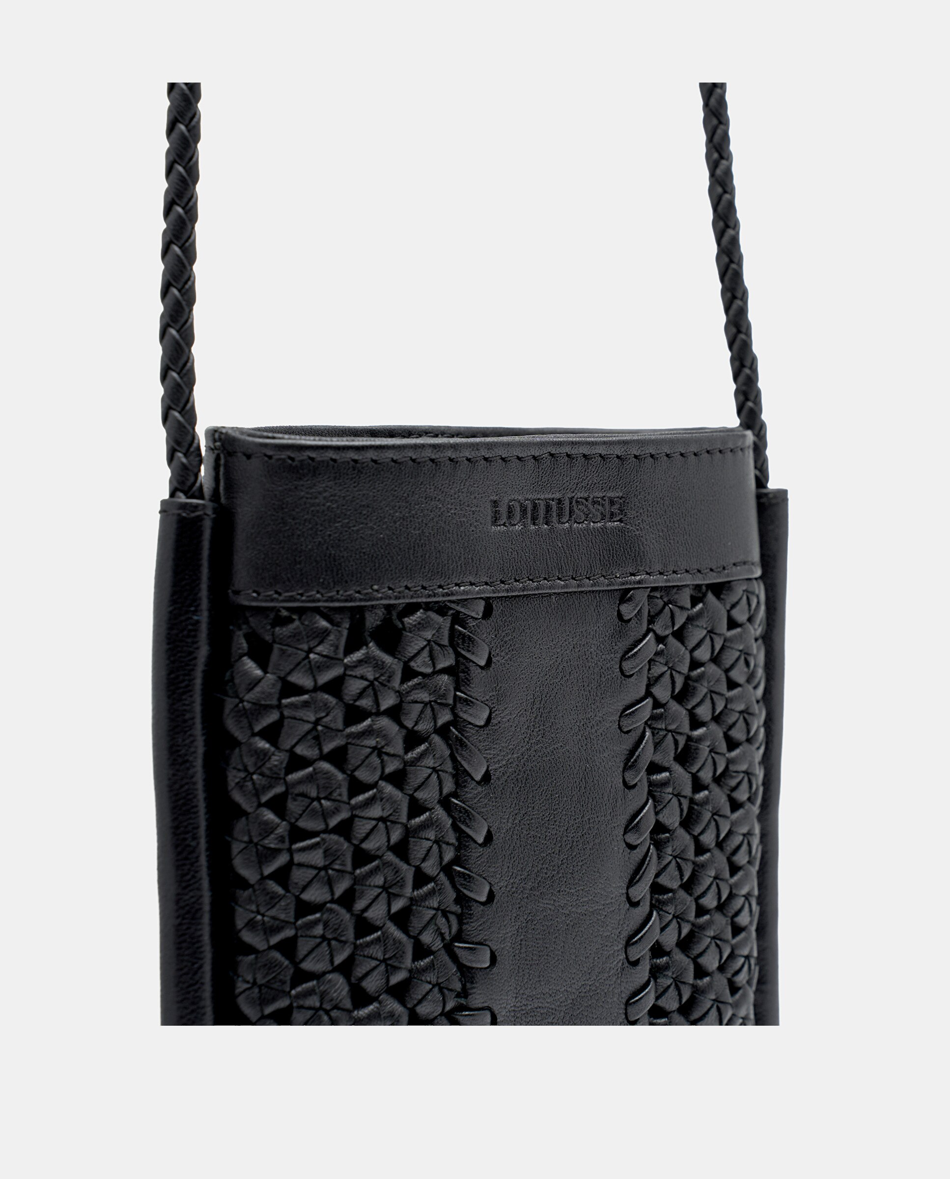 Mala para Telemóvel Noodluxe de Pele de Cordeiro em Preto Preto-3