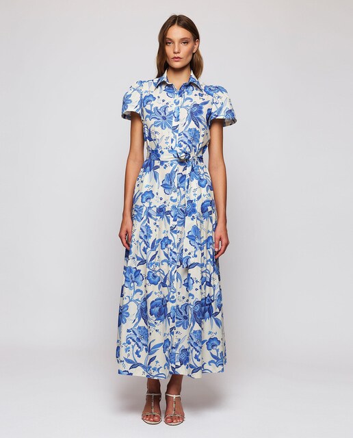 Imagem 0 de Vestido Tipo Camisa de Algodão com Estampado Floral