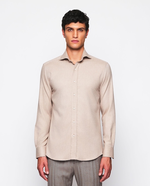 Imagem 0 de Camisa Casual Lisa de Manga Comprida e Flanela