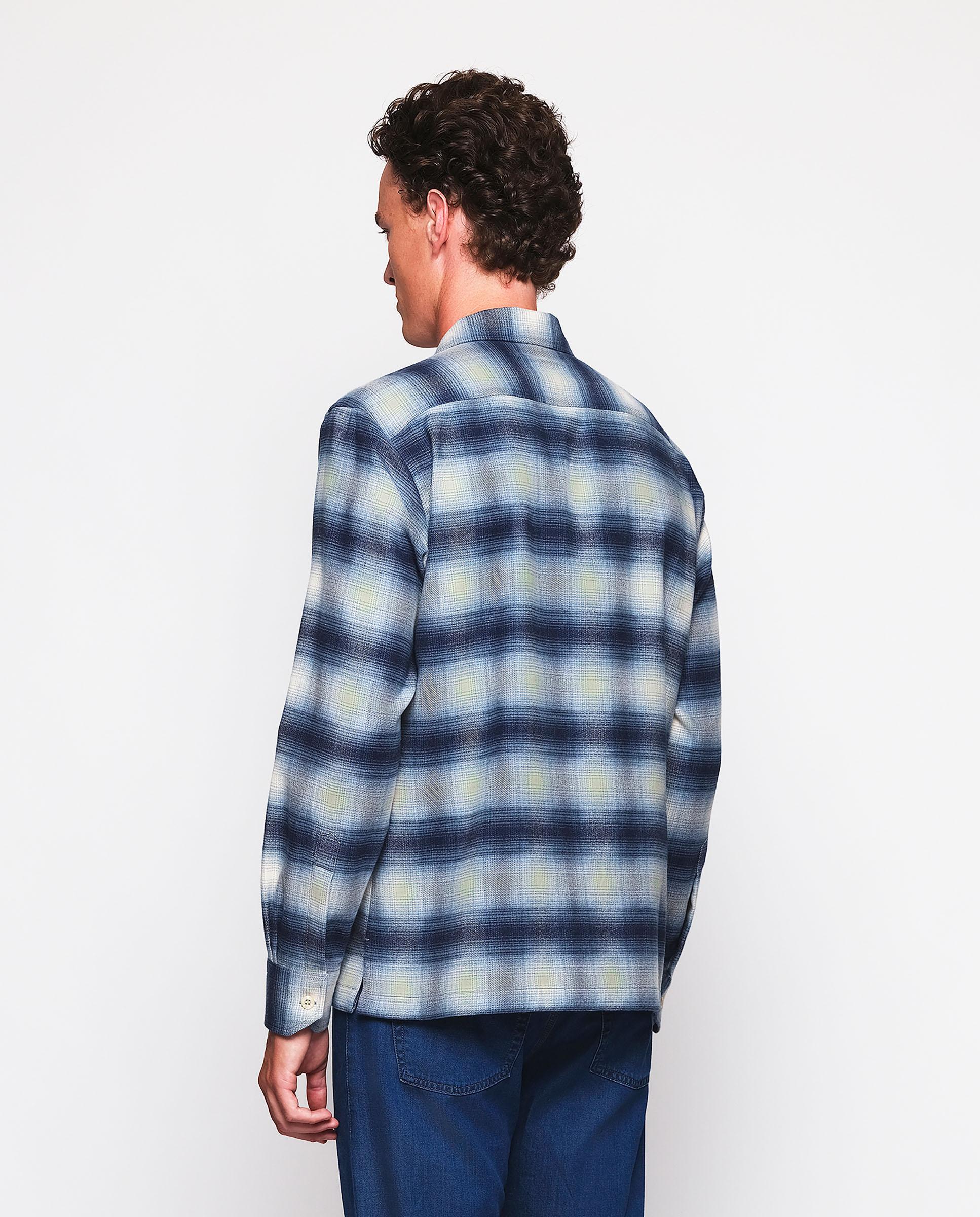 Sobrecamisa Aos Quadrados Difuminados de Flanela Azul-marinho / Rosa-3