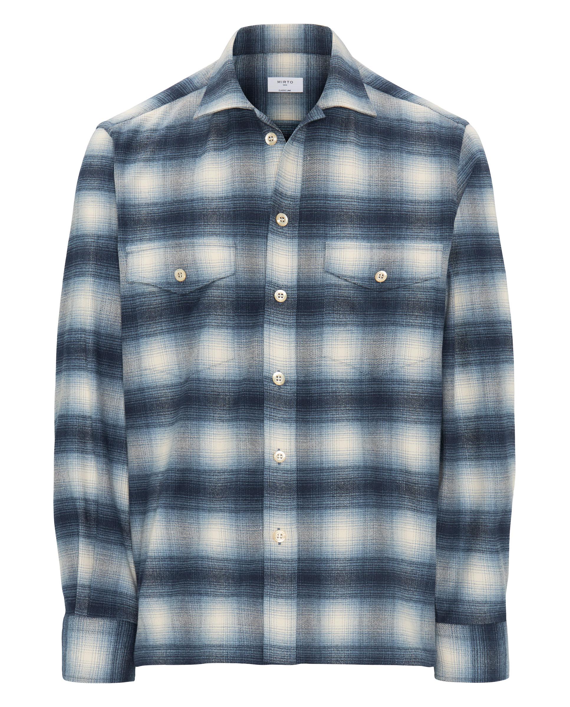 Sobrecamisa Aos Quadrados Difuminados de Flanela Azul-marinho / Rosa-4