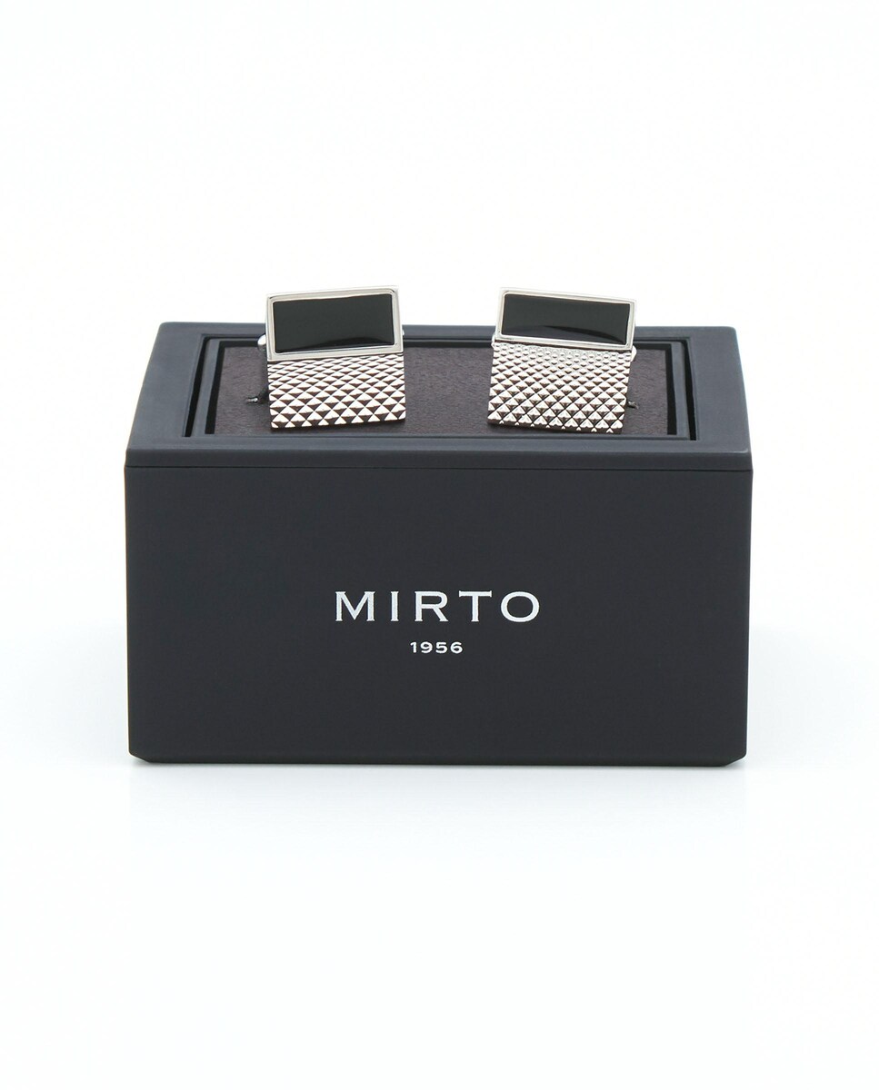 Botões de Punho com Design Personalizado Preto / Crómio-1