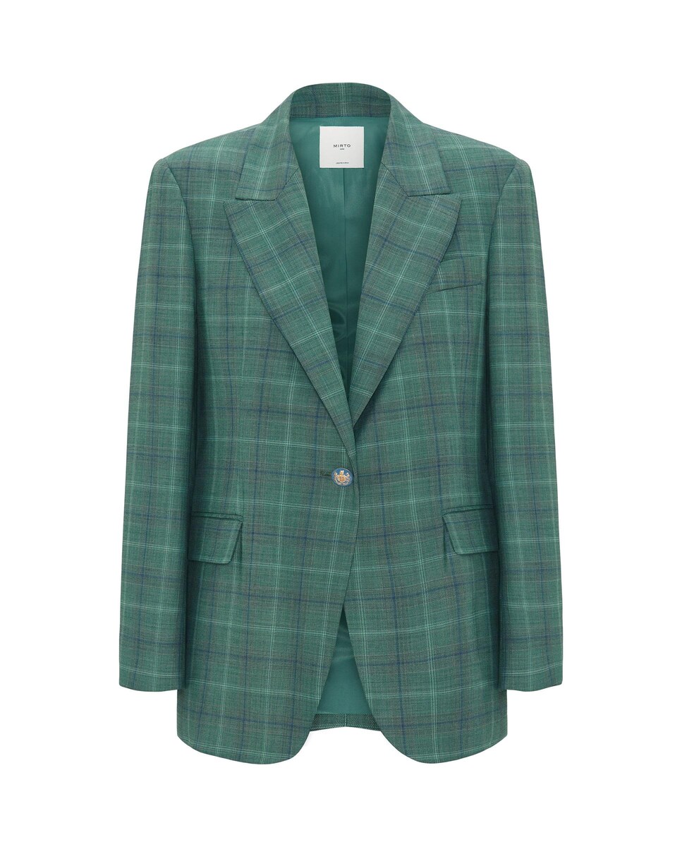 Blazer Aos Quadrados em Lã Verde-3