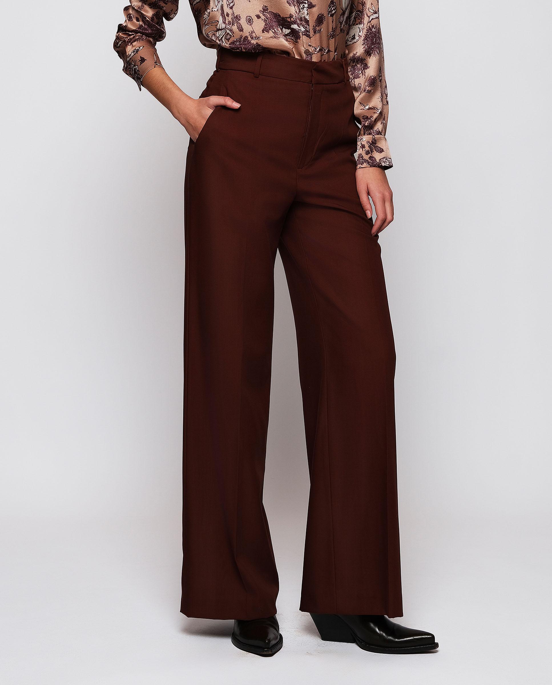 Imagem 0 de Calças Retas em Lã com Presilhas