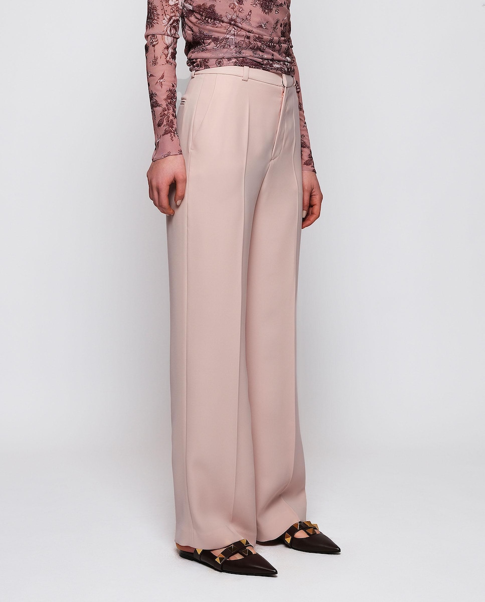 Calças Formais Retas com Bolsos Rosa-1