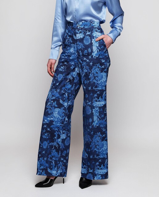 Imagem 0 de Calças com Corte a Direito Denim Estampado