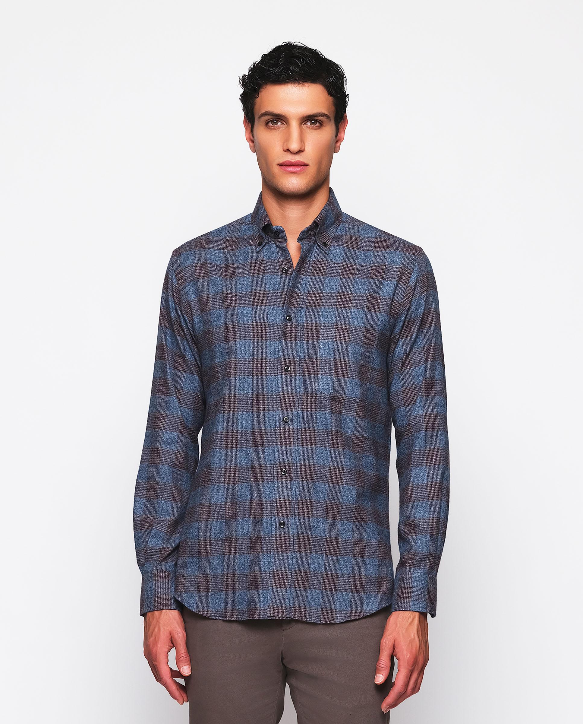 Imagem 0 de Camisa Aos Quadrados Casual de Manga Comprida