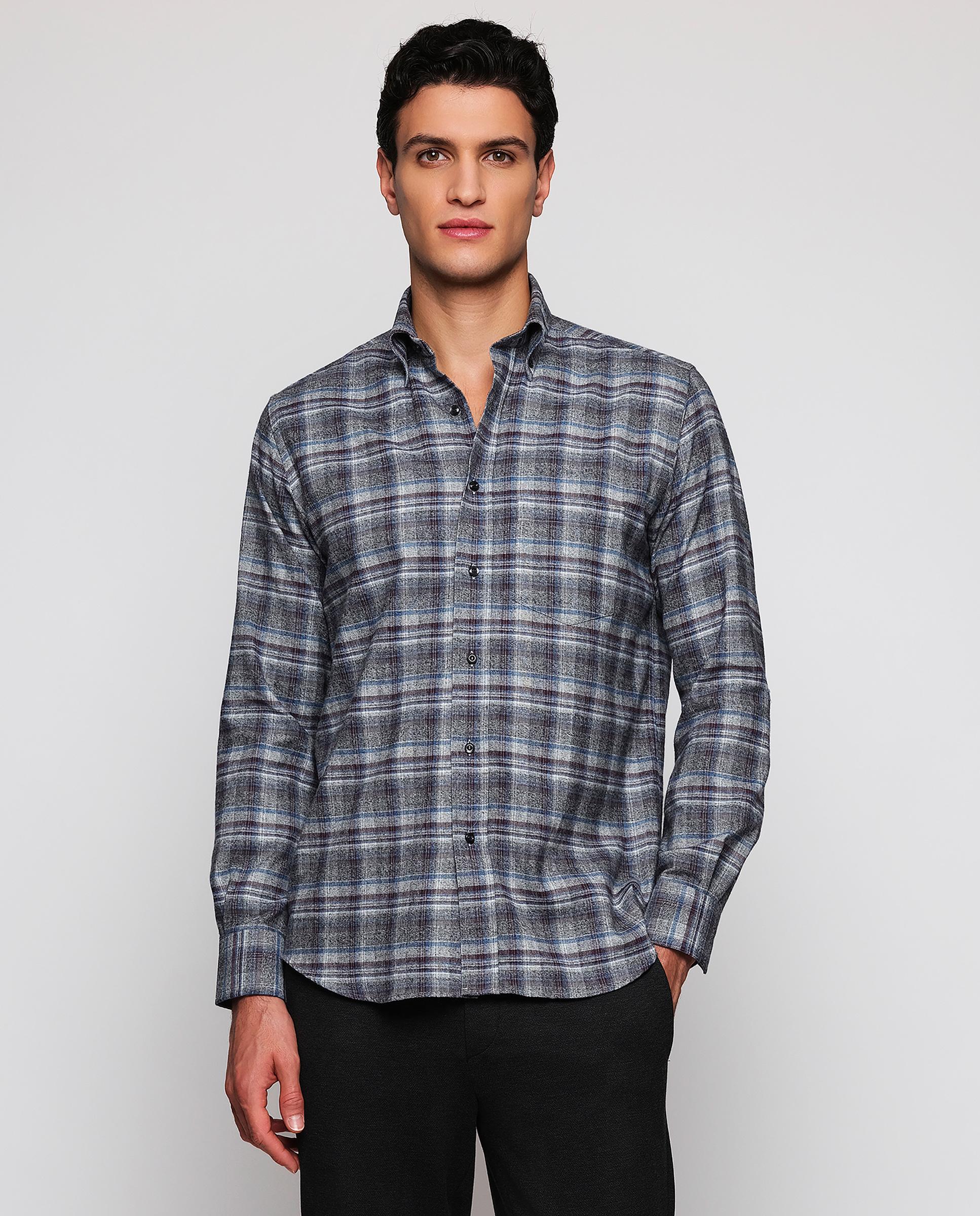 Imagem 0 de Camisa Aos Quadrados Casual de Manga Comprida