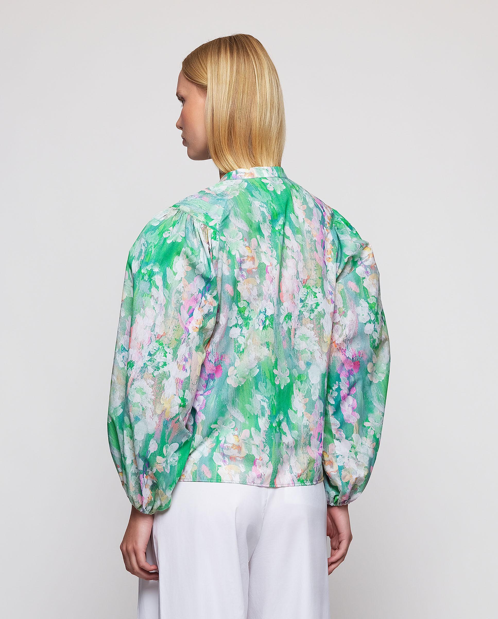 Camisa com Estampado Pinceladas de Algodão Verde-2