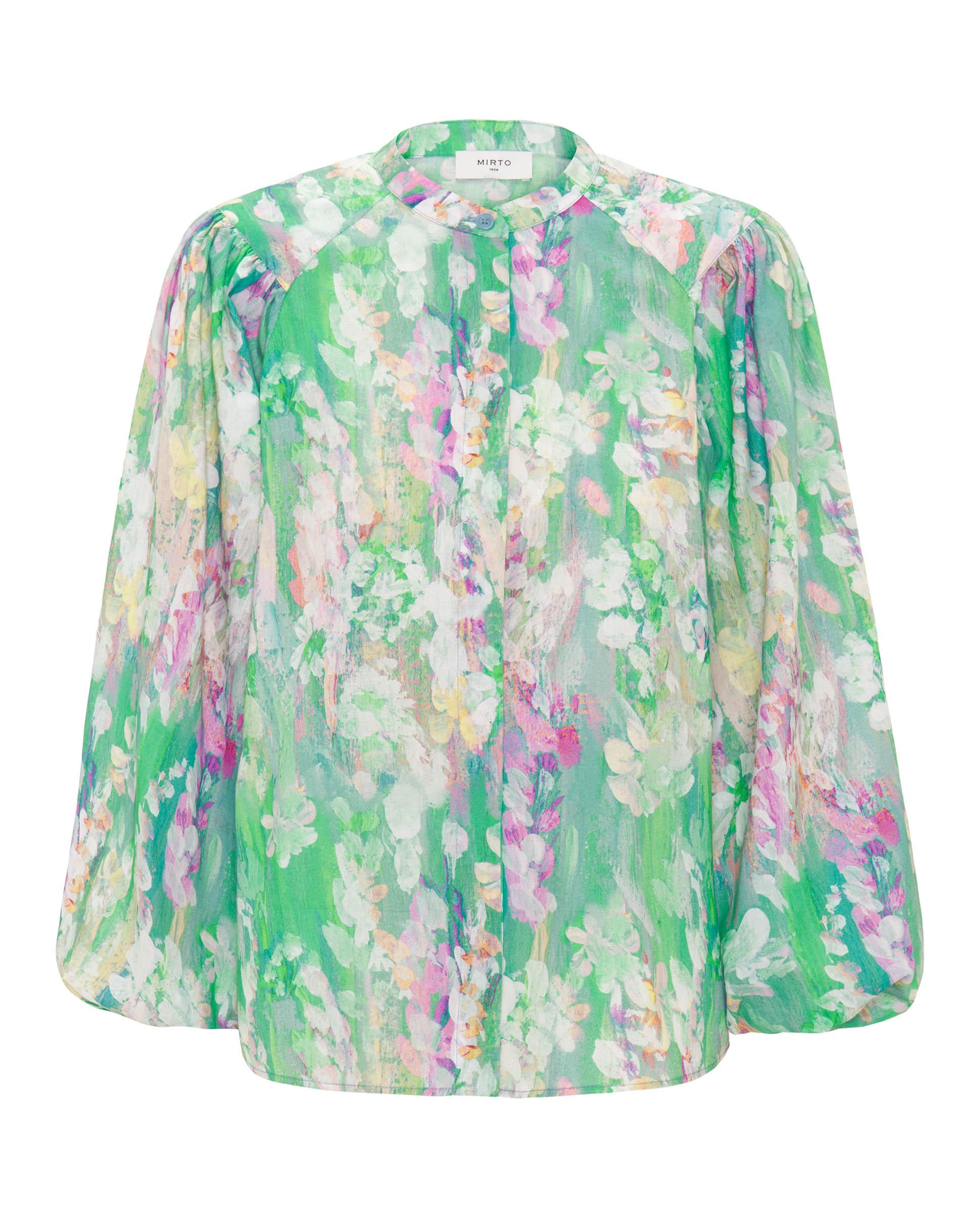 Camisa com Estampado Pinceladas de Algodão Verde-3