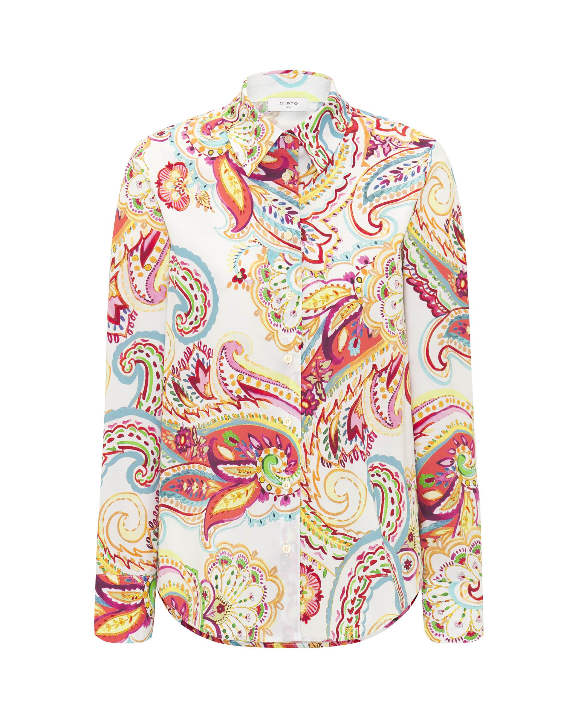 Camisa de Manga Comprida com Estampado Paisley Multicolor-3