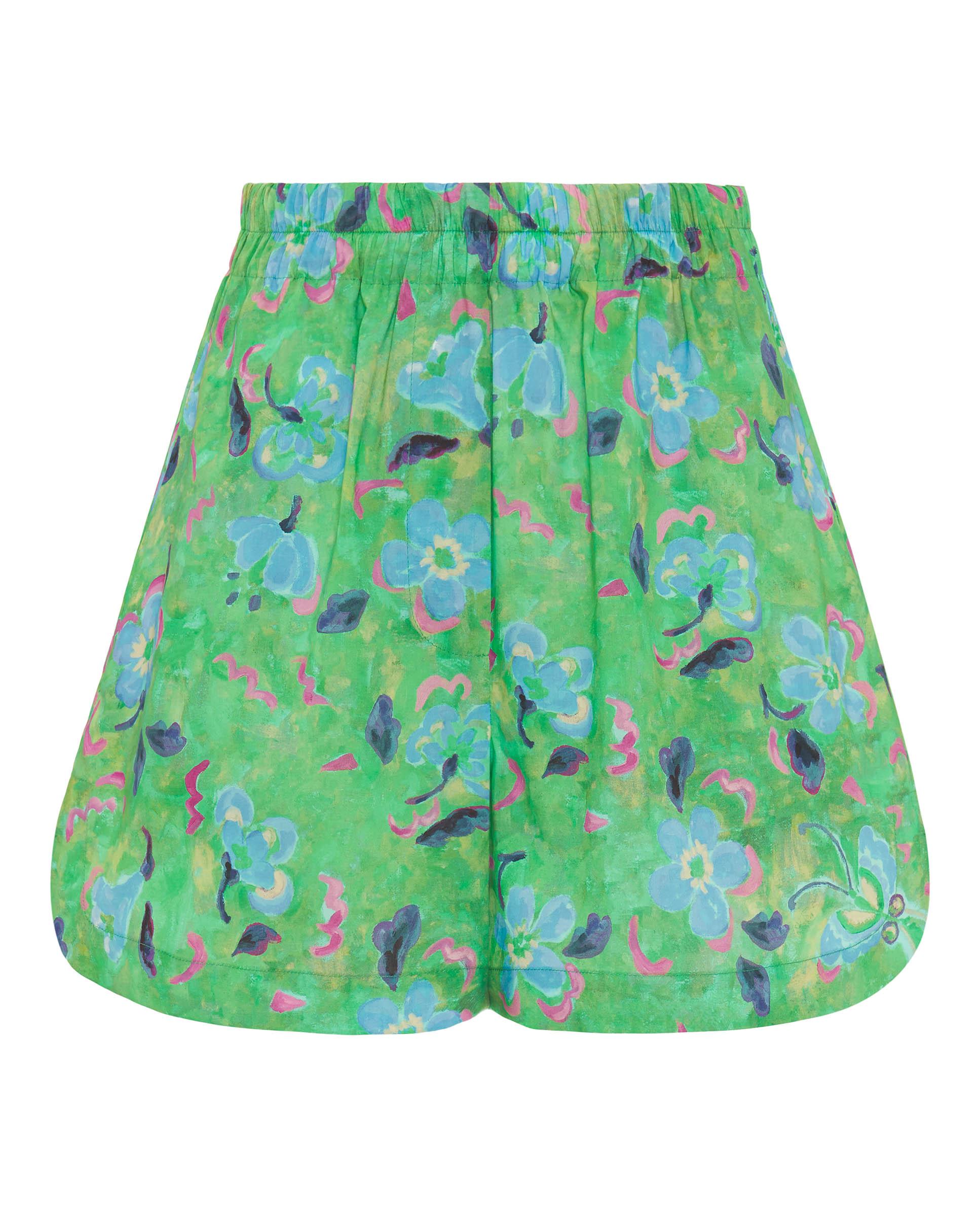 Short com Estampado Floral de Algodão Verde-3