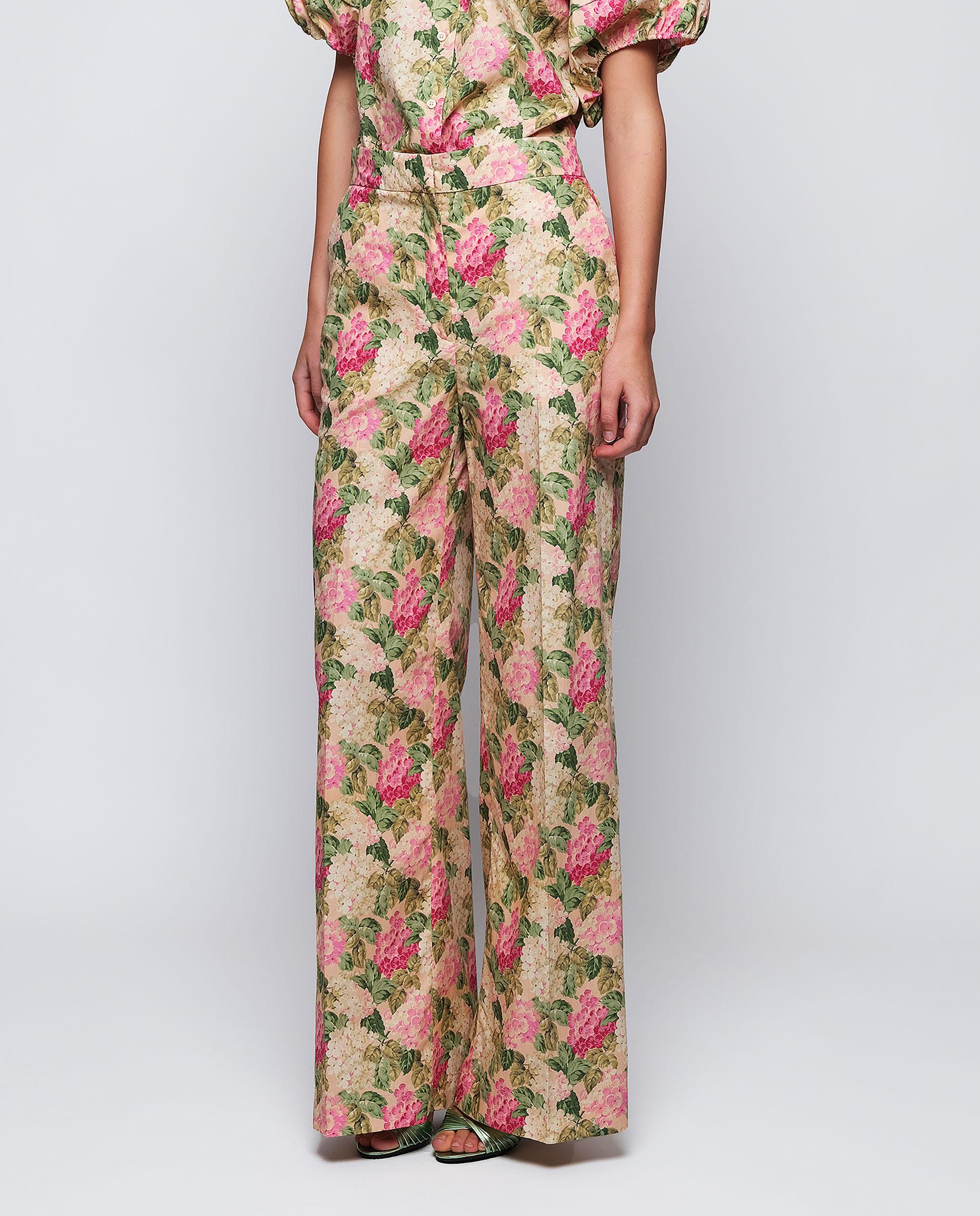 Imagem 0 de Calças Retas de Algodão com Estampado Floral