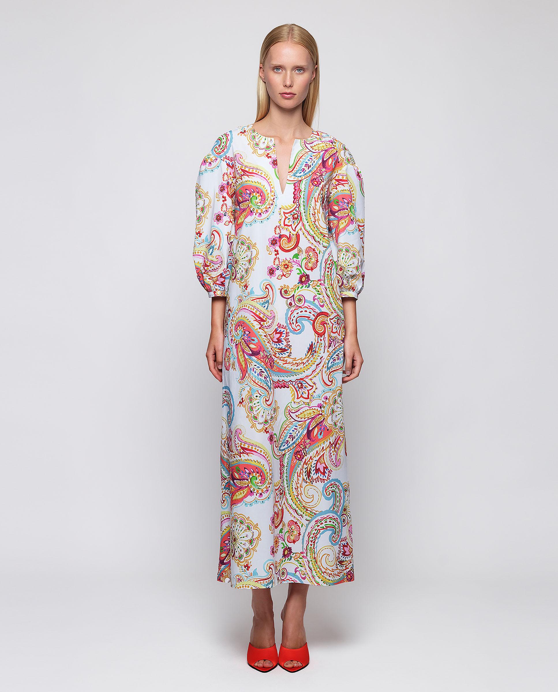 Imagem 0 de Vestido Comprido Estilo Kaftan Estampado de Algodão Elástico