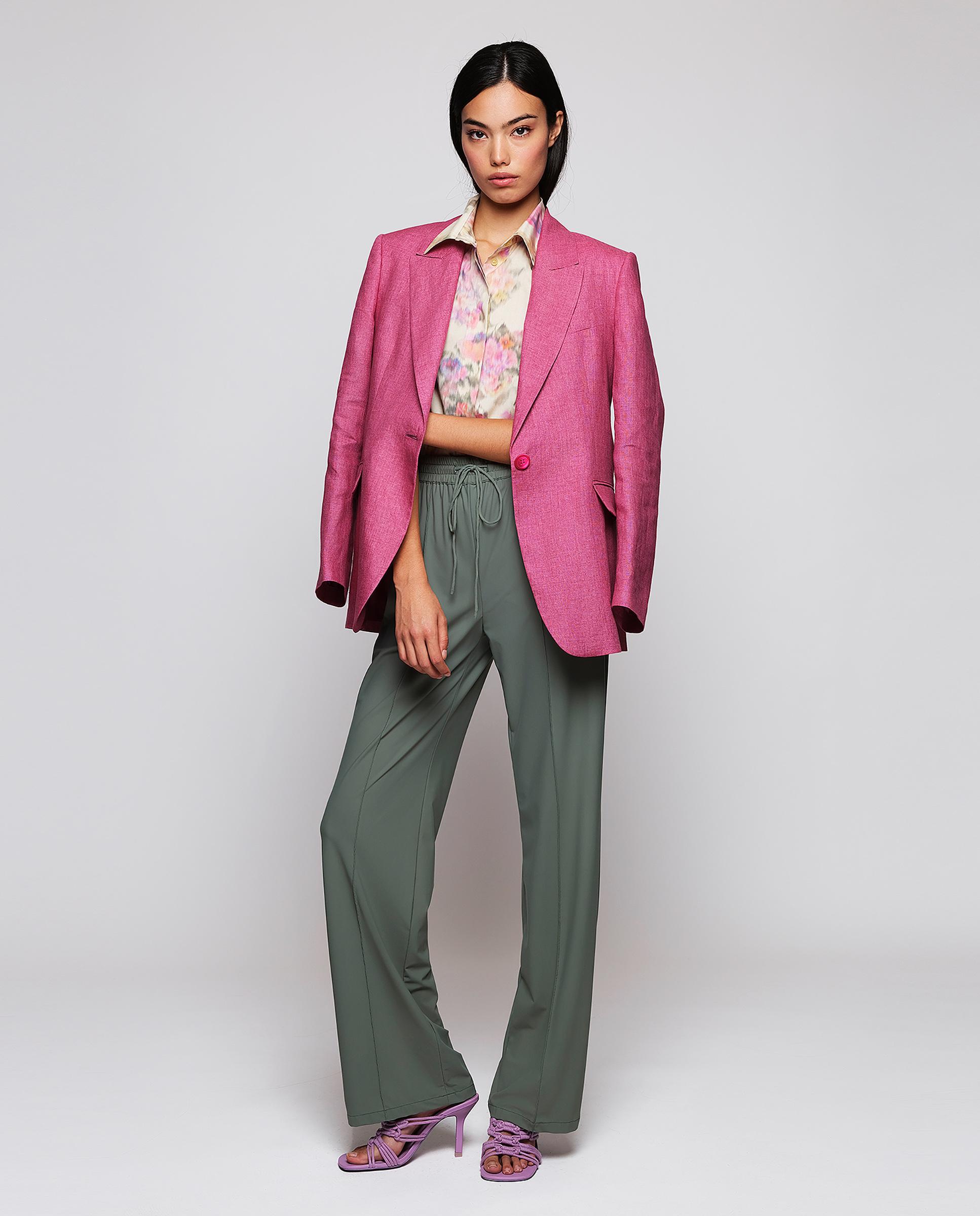 Camisa com Estampado Floral de Algodão Bege/Rosa-3