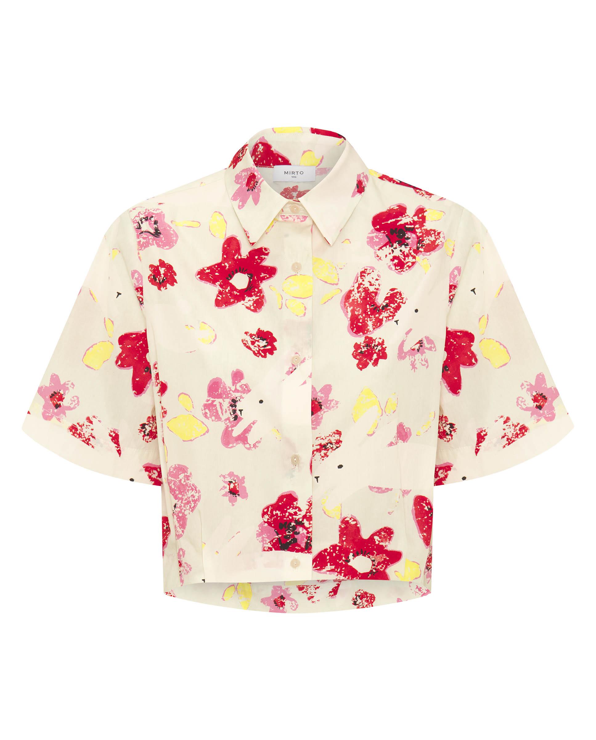 Camisa Curta com Estampado Multicolor Natural-3