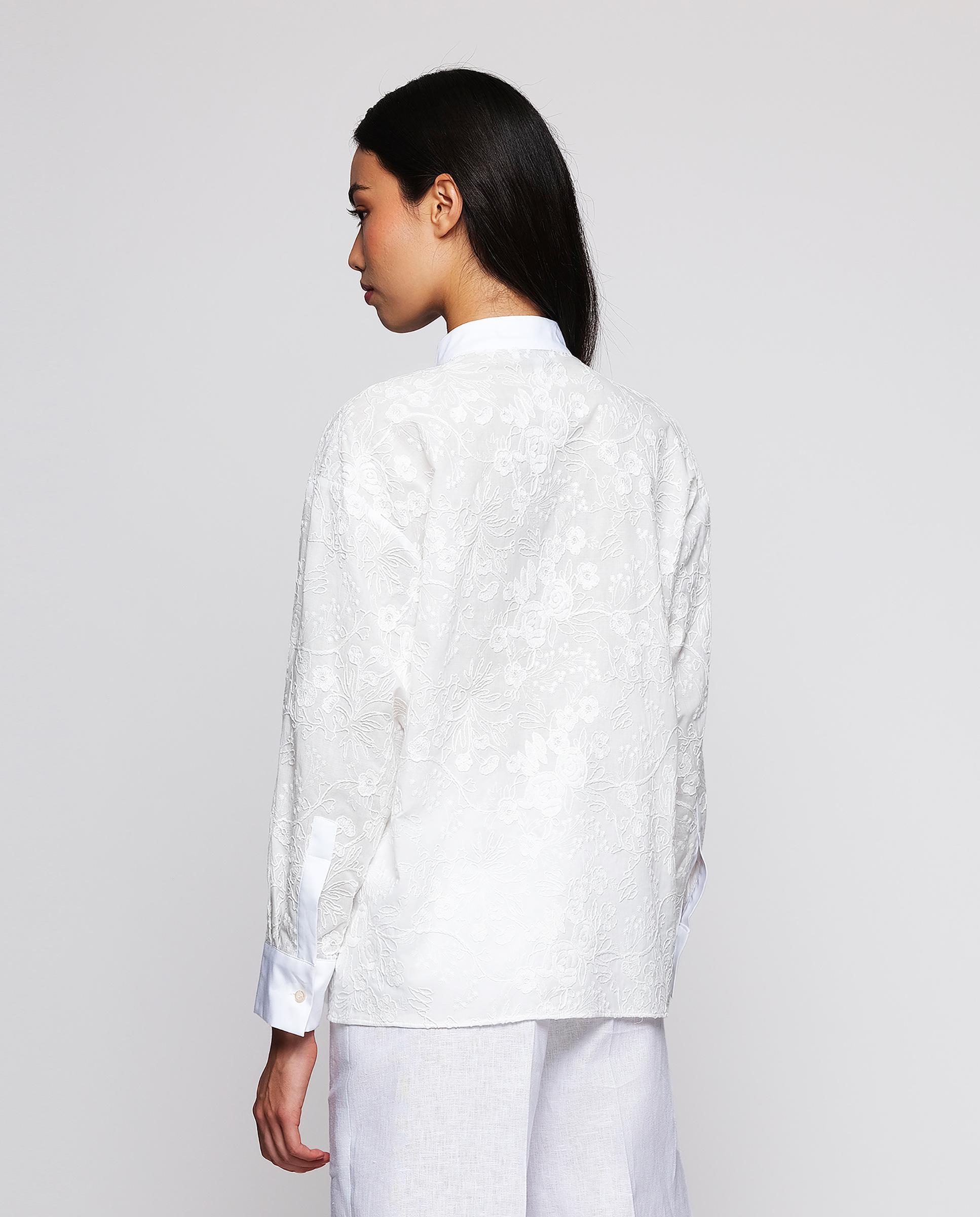 Camisa de Manga Comprida com Bordado Floral Branco-2