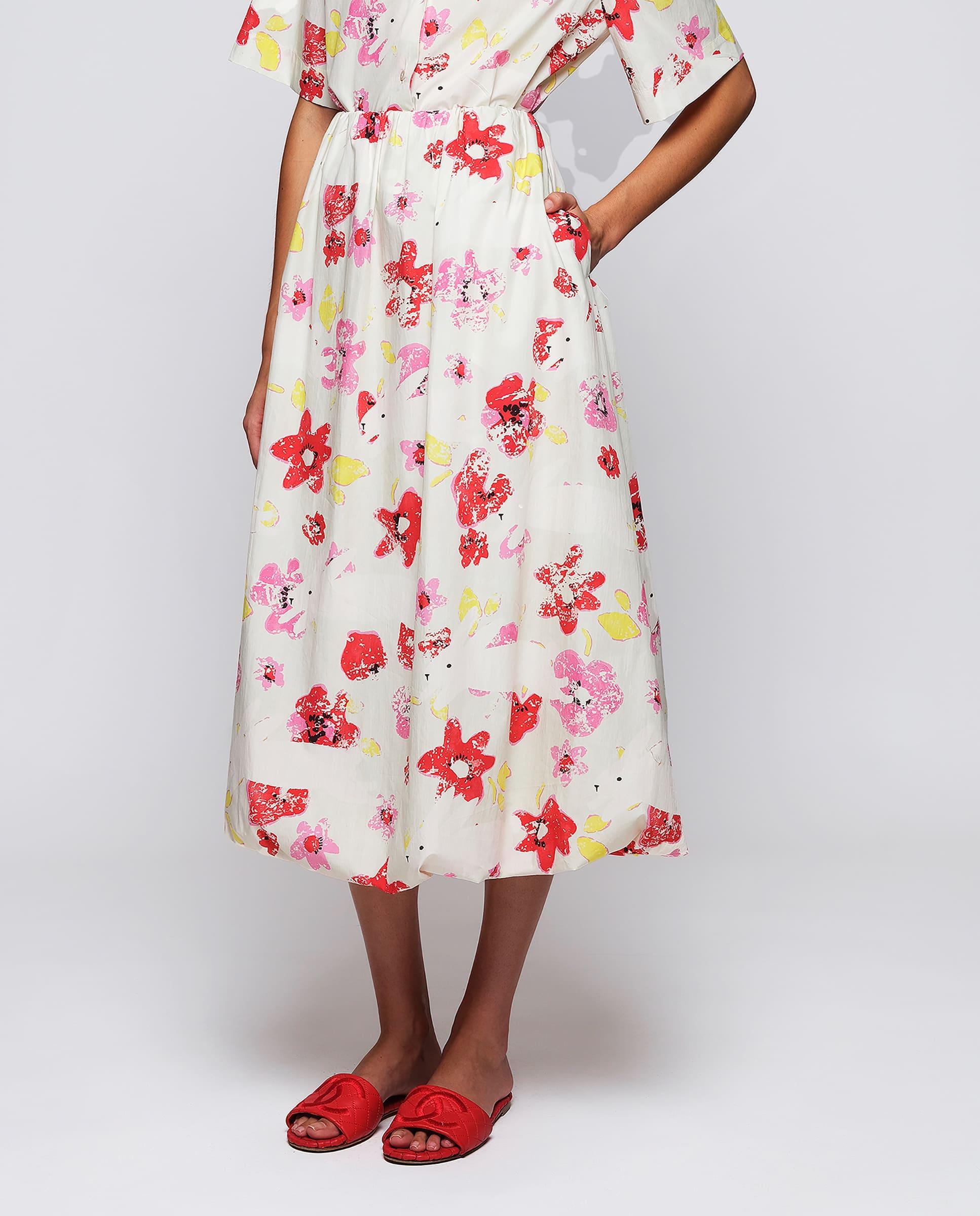 Imagem 0 de Saia Midi Abalonada com Estampado Figurativo