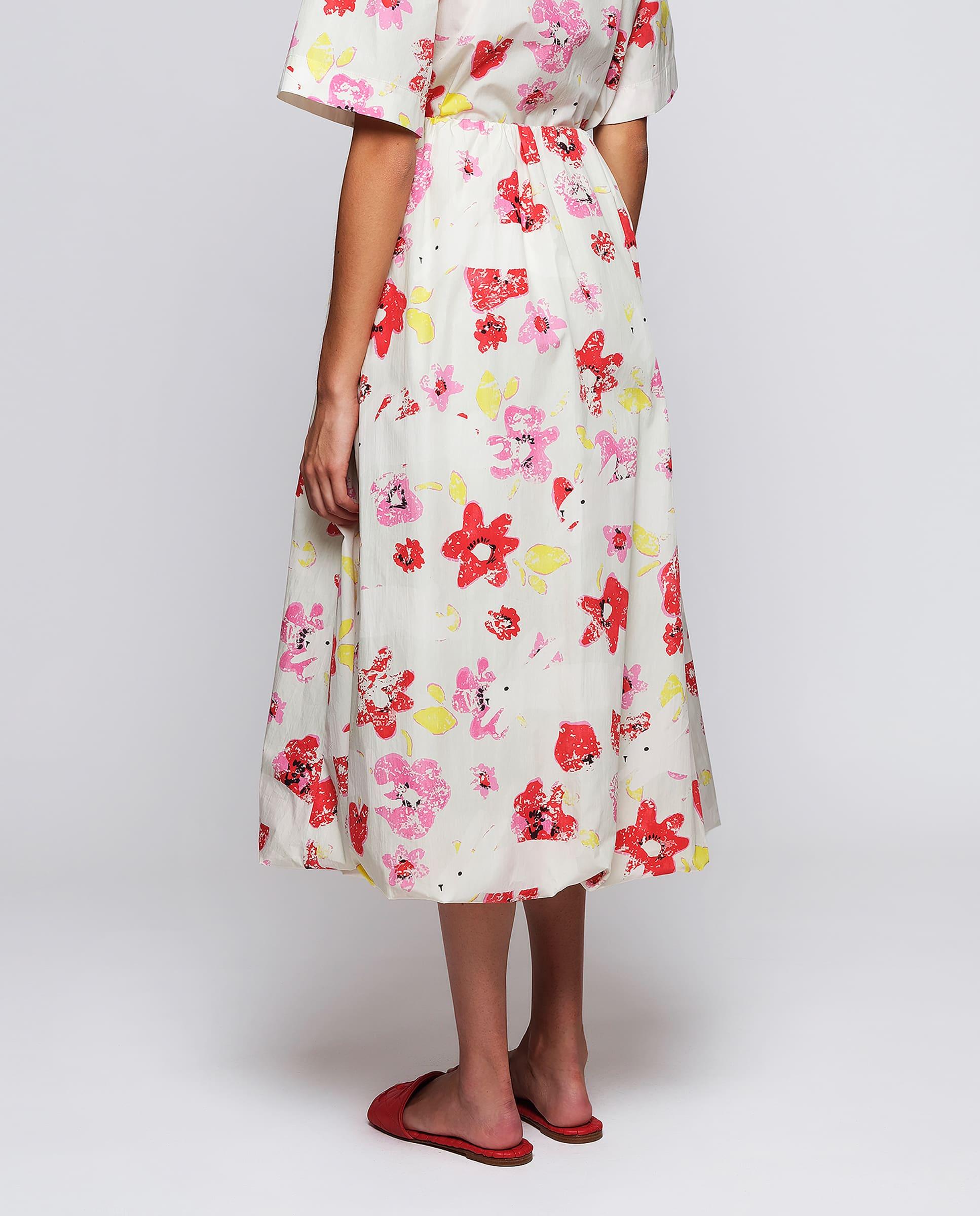 Saia Midi Abalonada com Estampado Figurativo Creme-2