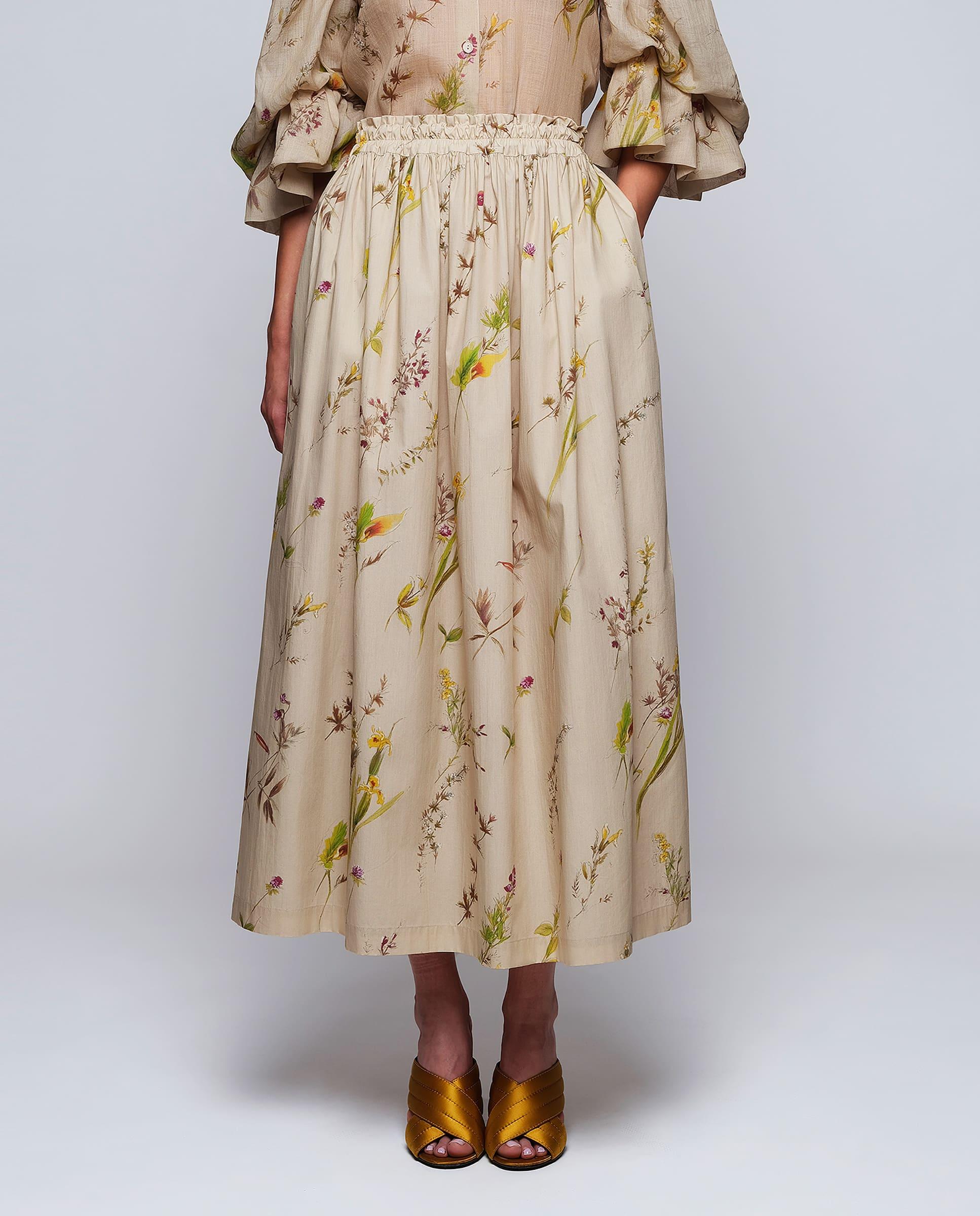 Imagem 0 de Saia Midi de Algodão com Estampado Floral