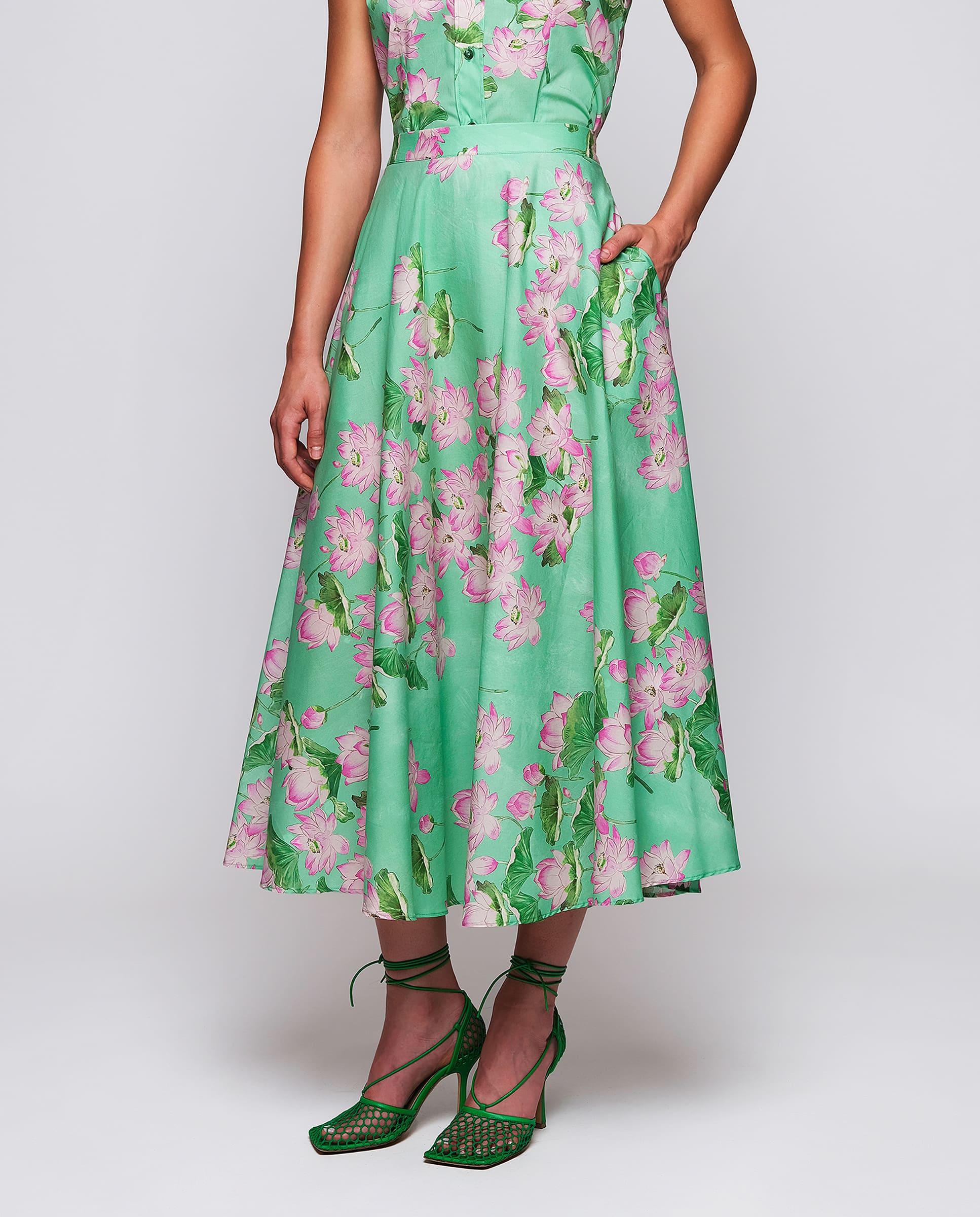 Imagem 0 de Saia Midi com Estampado Floral de Algodão