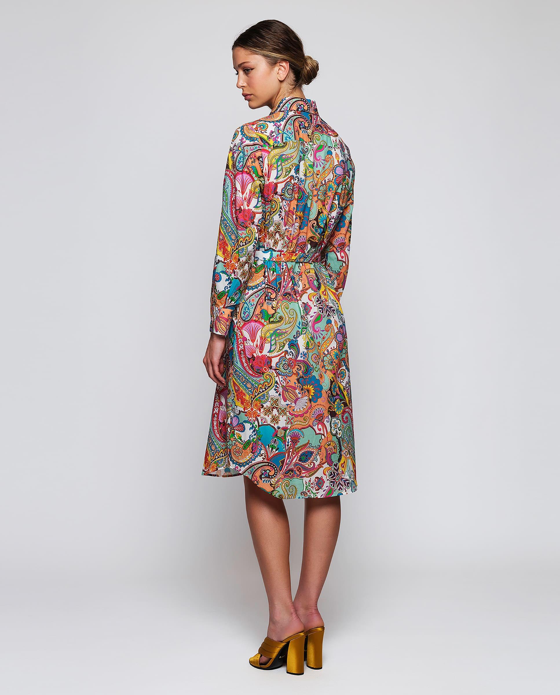 Vestido Midi com Estampado Paisley de Algodão Multicolor-2