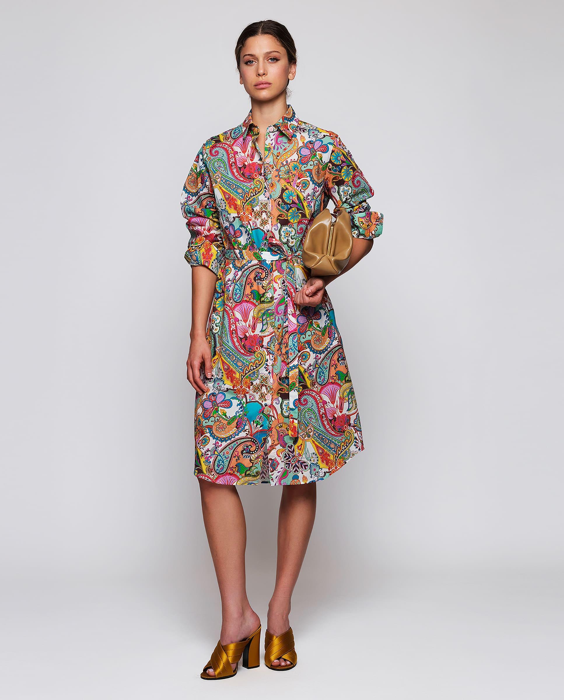 Vestido Midi com Estampado Paisley de Algodão Multicolor-3