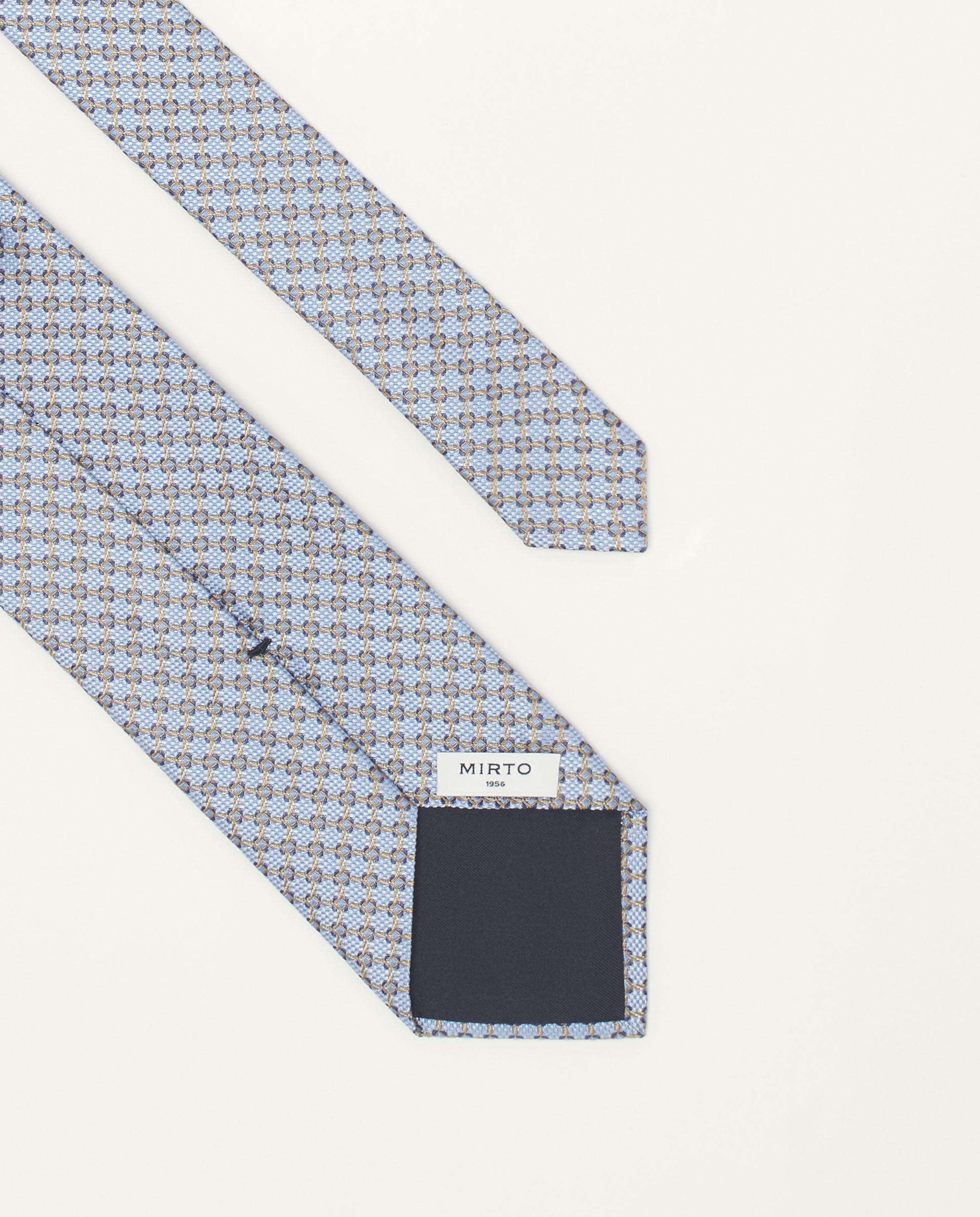Gravata Jacquard Microdesenho de Seda Natural Azul-2