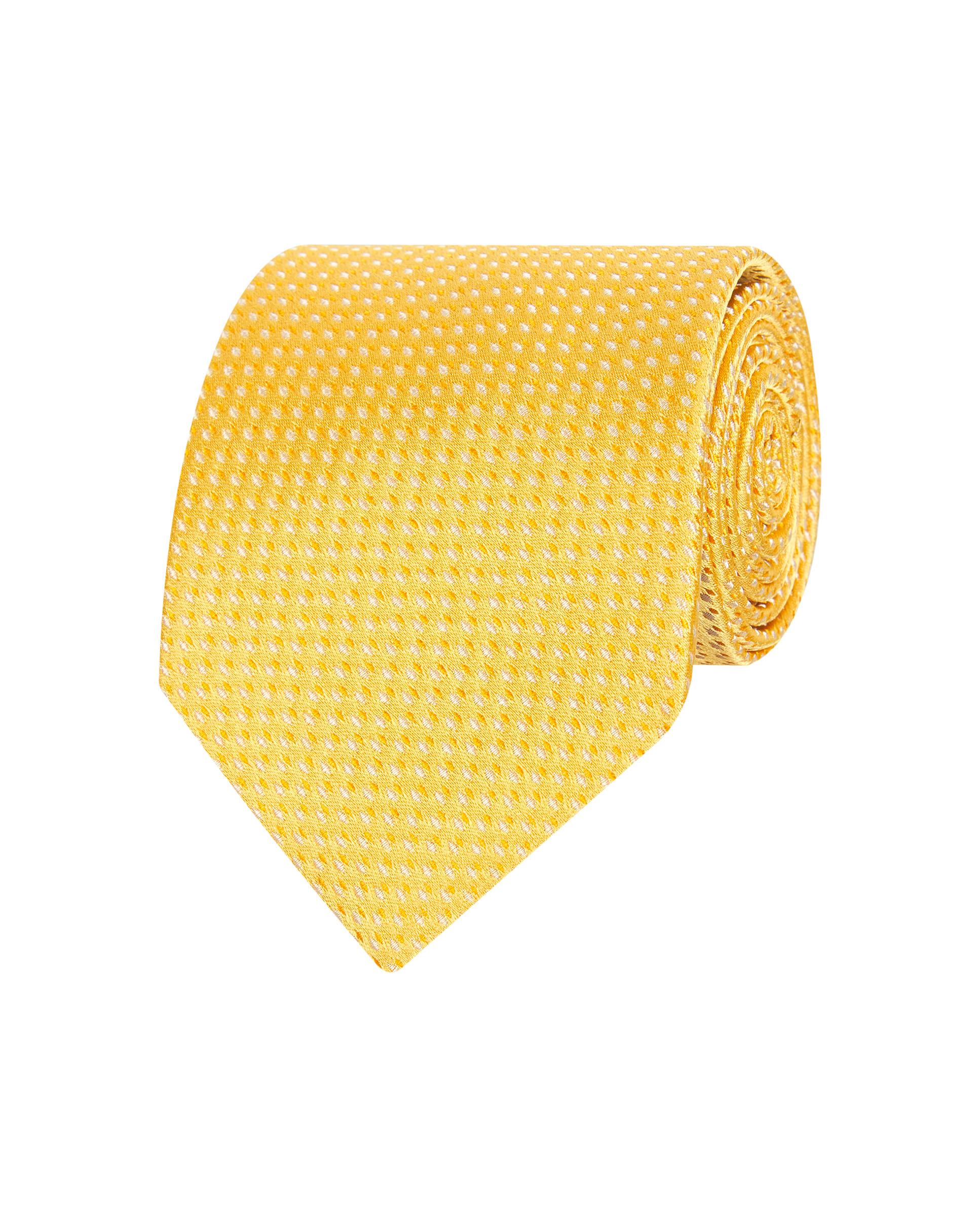 Gravata Jacquard Microdesenho de Seda Natural Amarelo-1