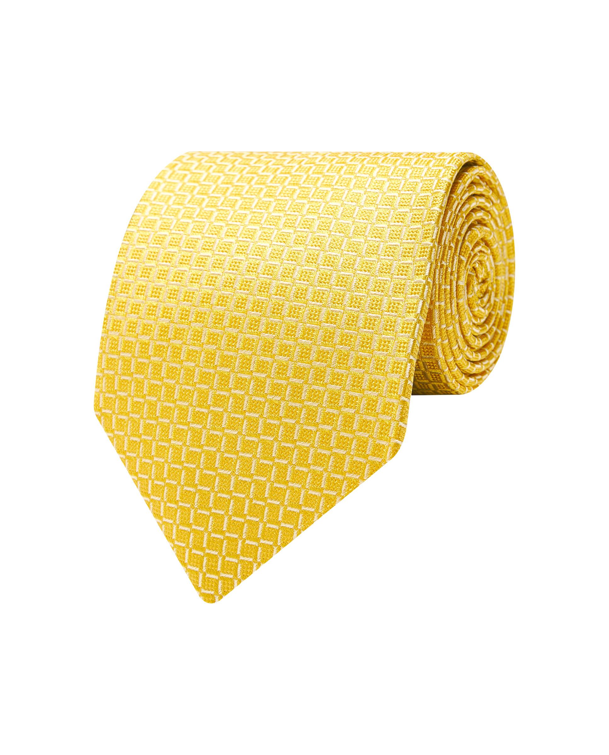 Gravata Jacquard Microdesenho de Seda Natural Amarelo-1