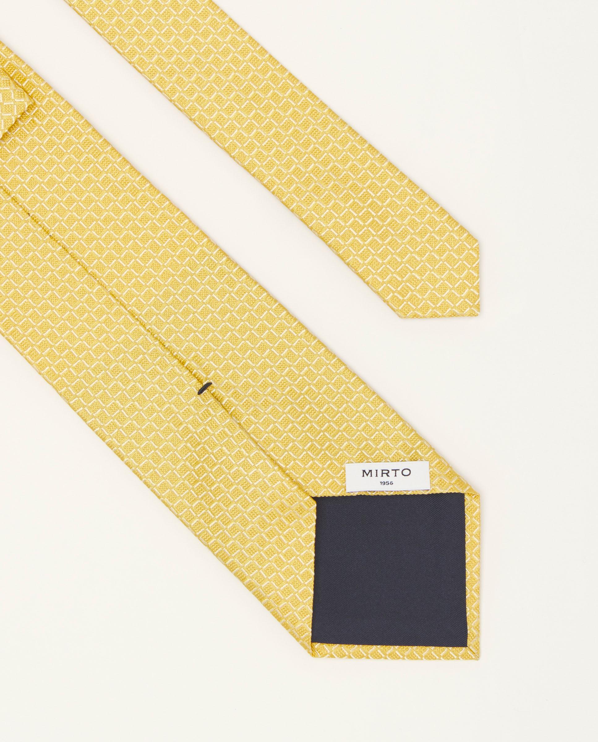 Gravata Jacquard Microdesenho de Seda Natural Amarelo-2