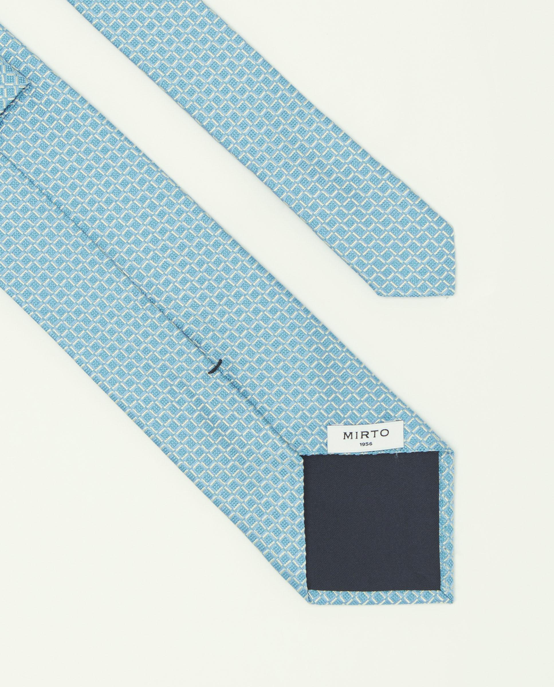 Gravata Jacquard Microdesenho de Seda Natural Azul-2