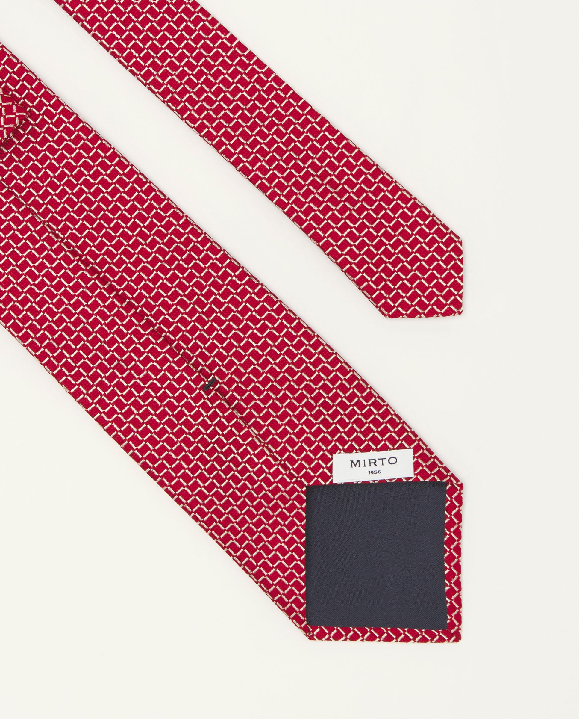 Gravata Jacquard Microdesenho de Seda Natural Vermelho-2