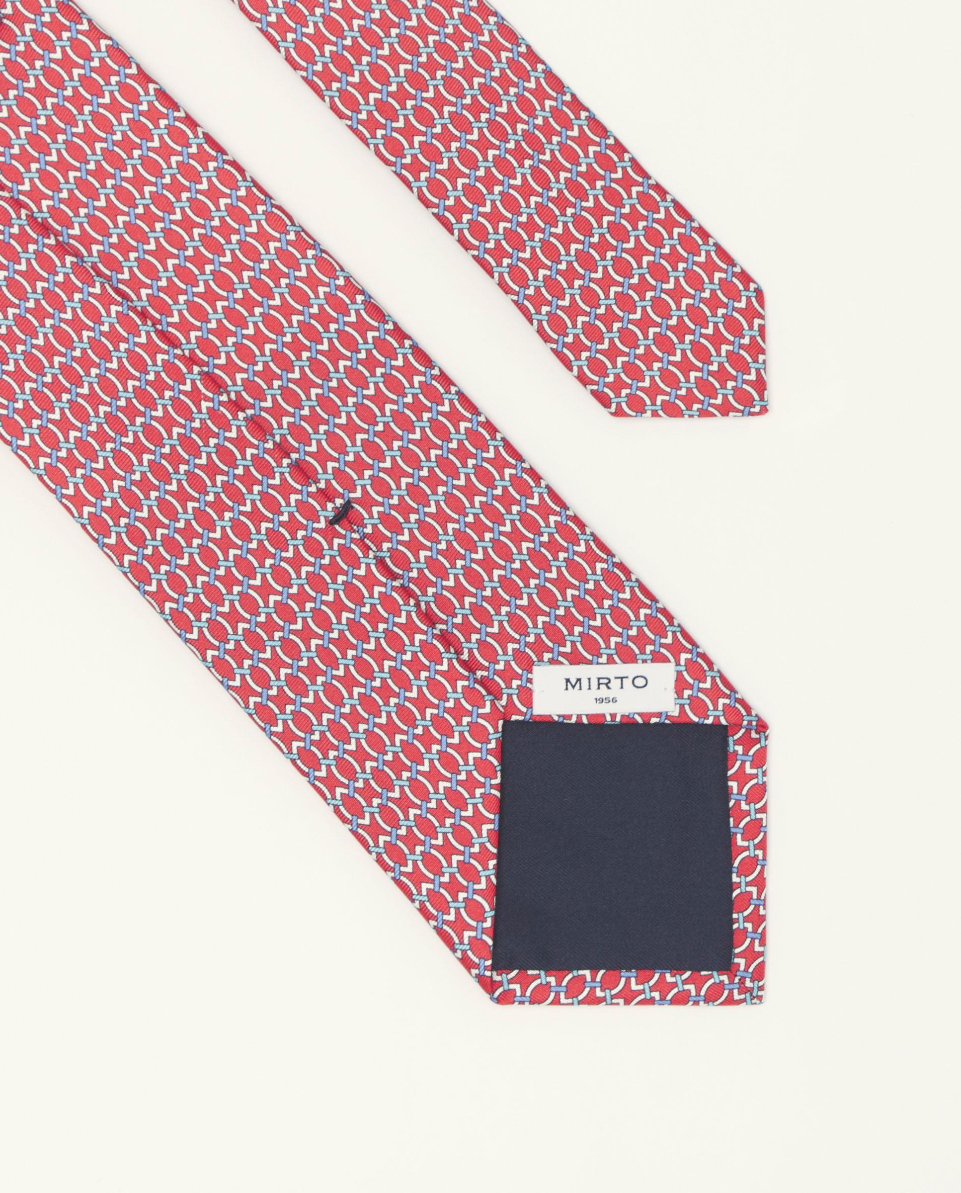 Gravata Twill Estampada em Seda Natural Vermelho / Branco-2