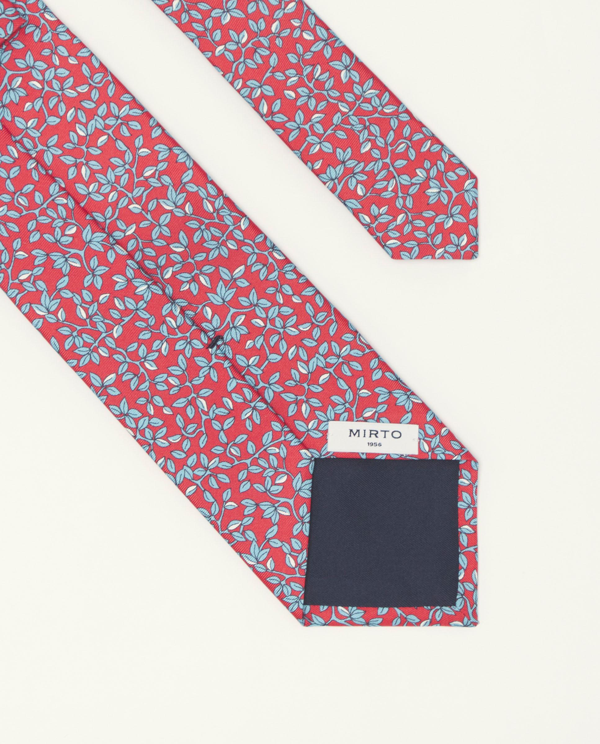 Gravata Twill Estampada em Seda Natural Vermelho / Branco-2