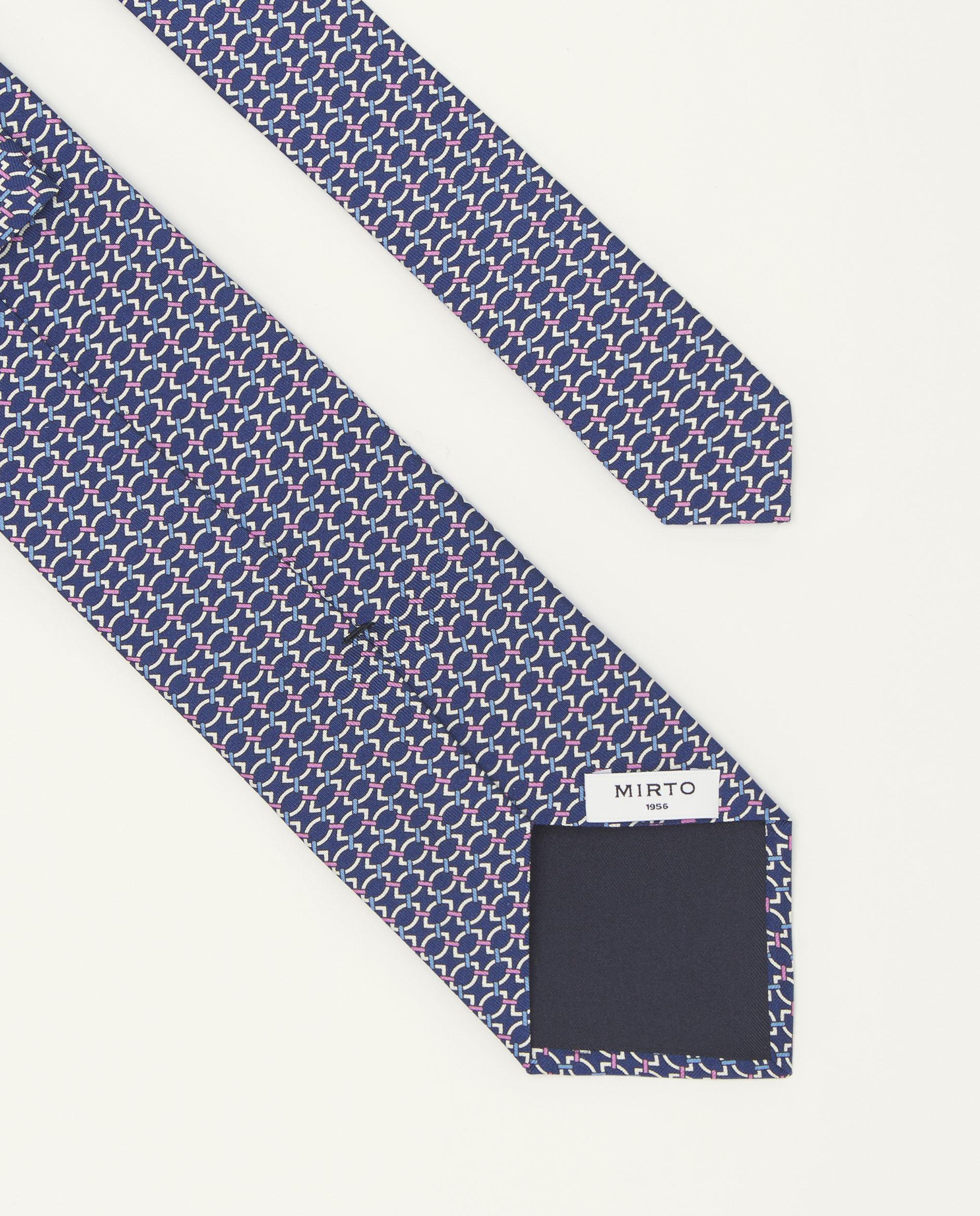 Gravata Twill com Estampado em Seda Natural Azul-2