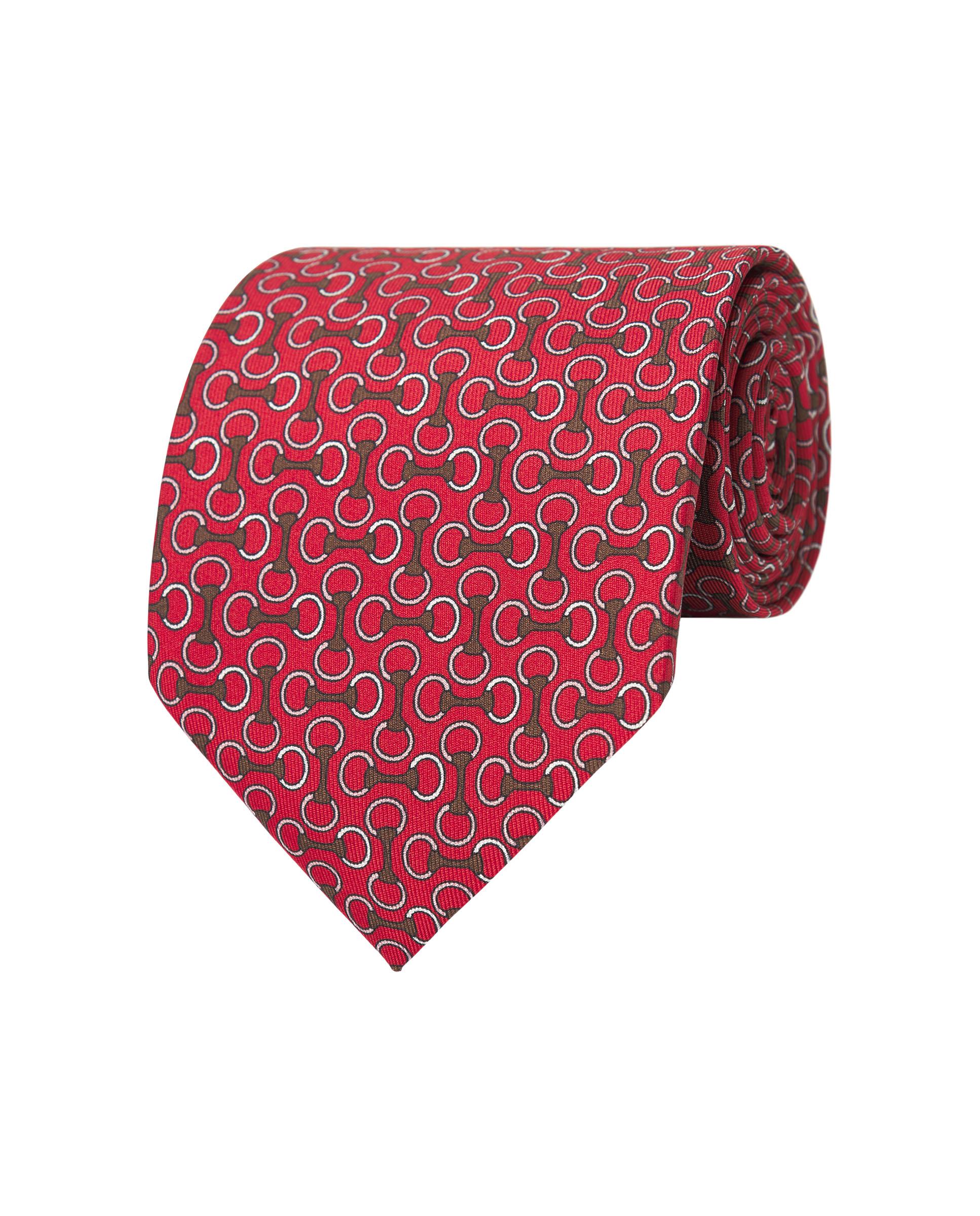 Gravata Twill com Estampado em Seda Natural Vermelho-1