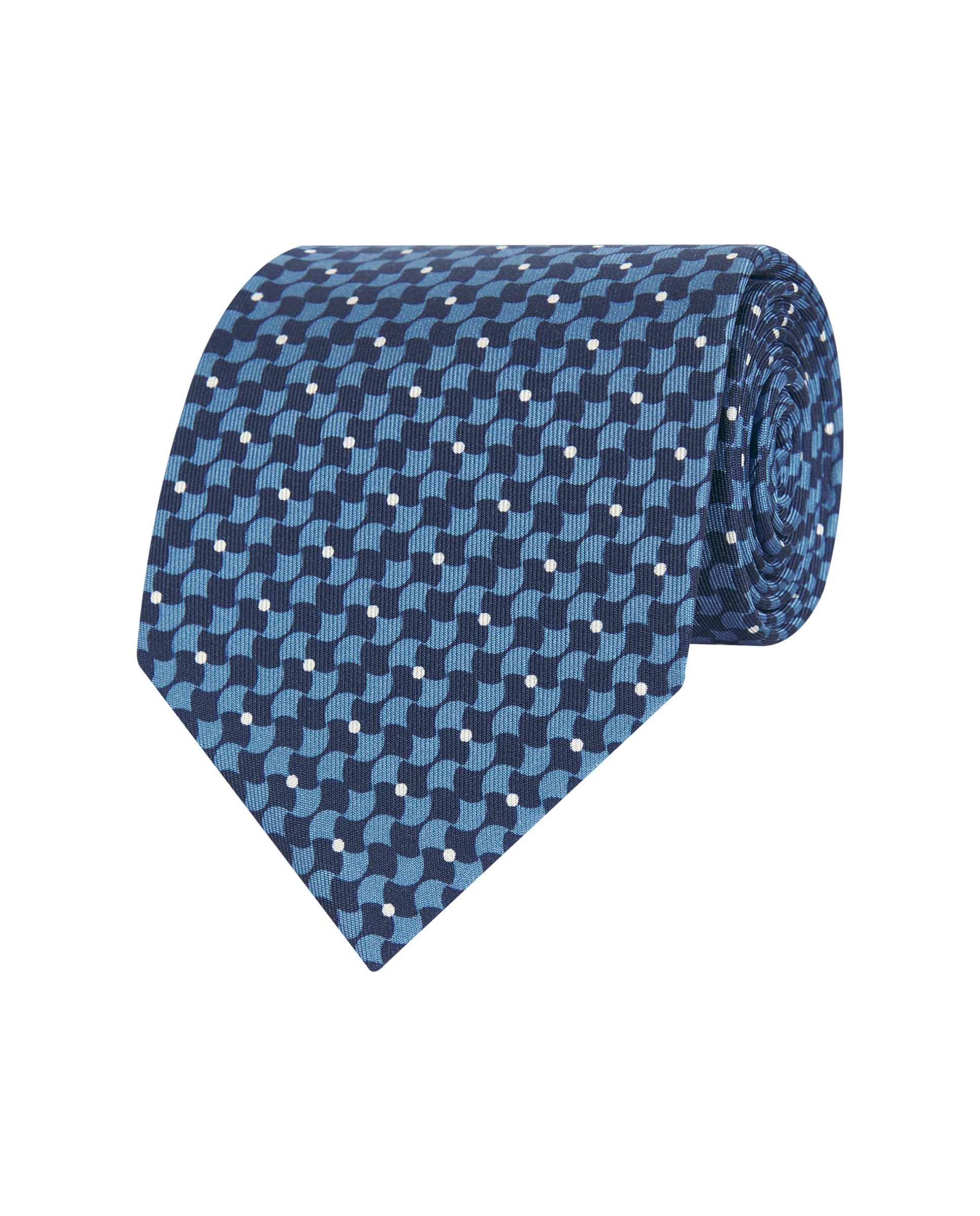 Gravata Twill com Estampado em Seda Natural Azul-1
