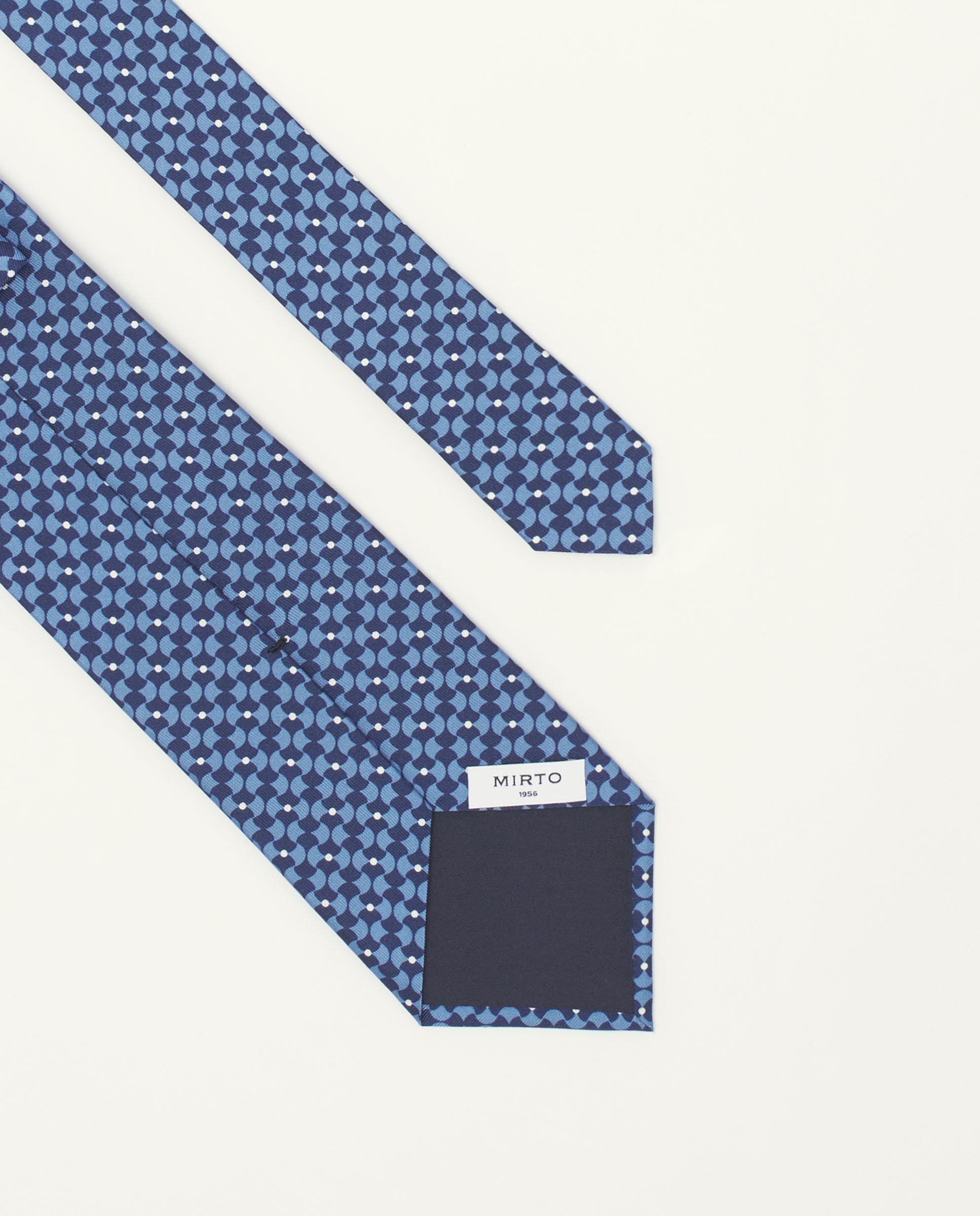 Gravata Twill com Estampado em Seda Natural Azul-2