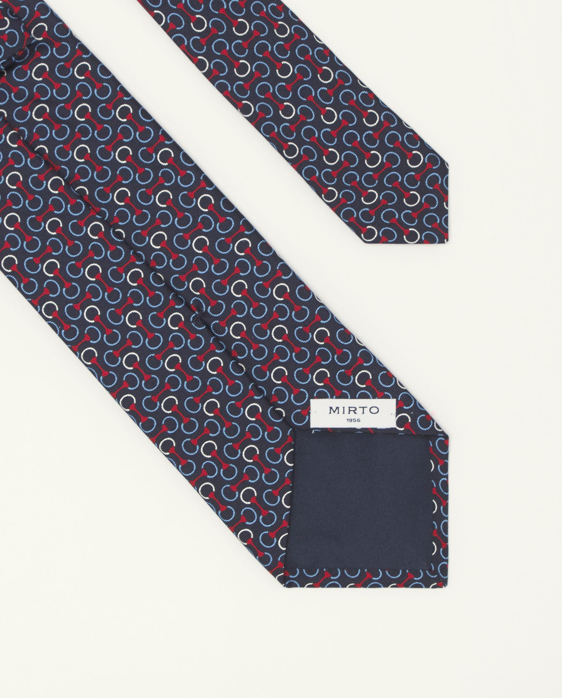 Gravata Twill Estampada em Seda Natural Azul-marinho-2