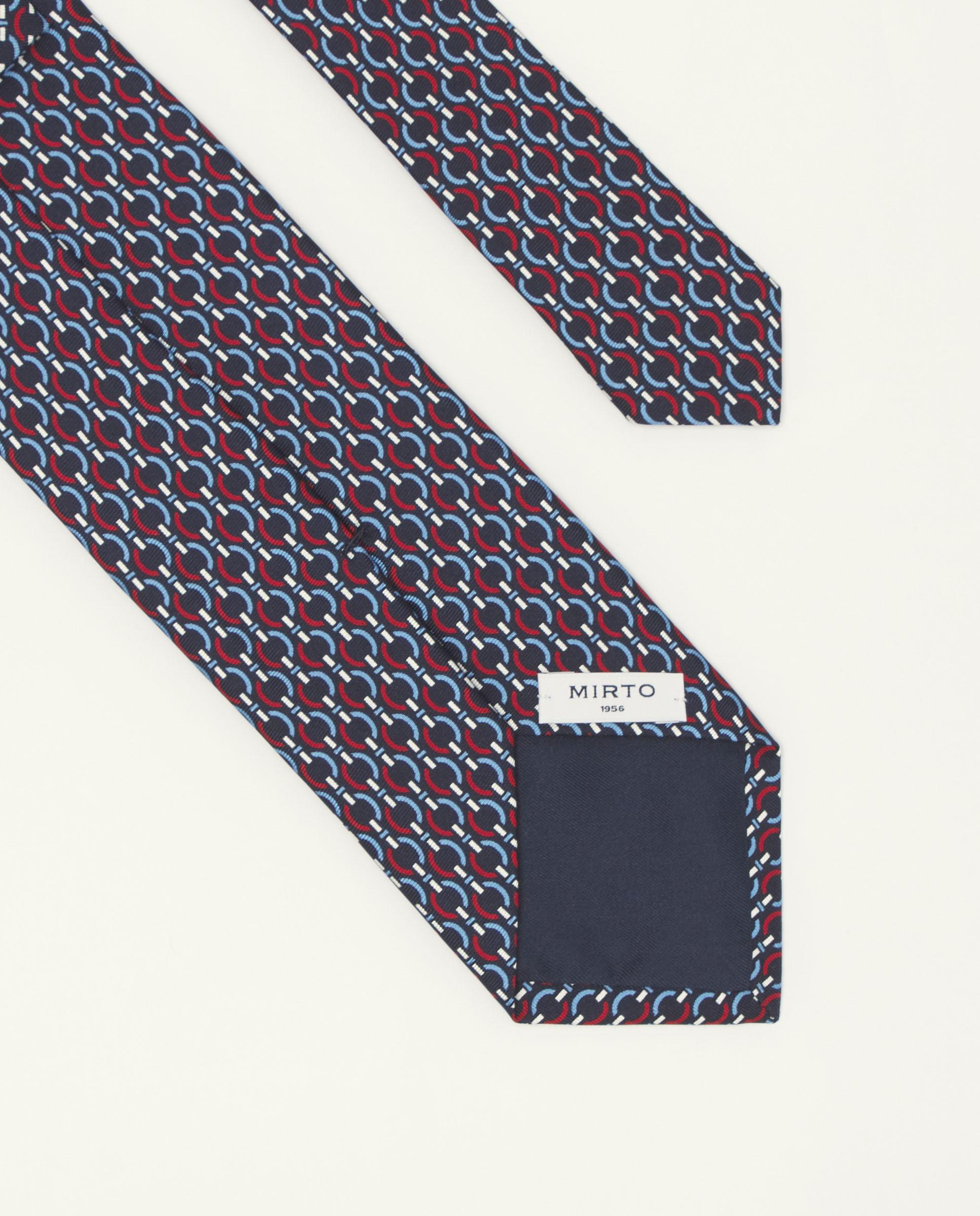Gravata Twill Estampada em Seda Natural Azul-marinho-2