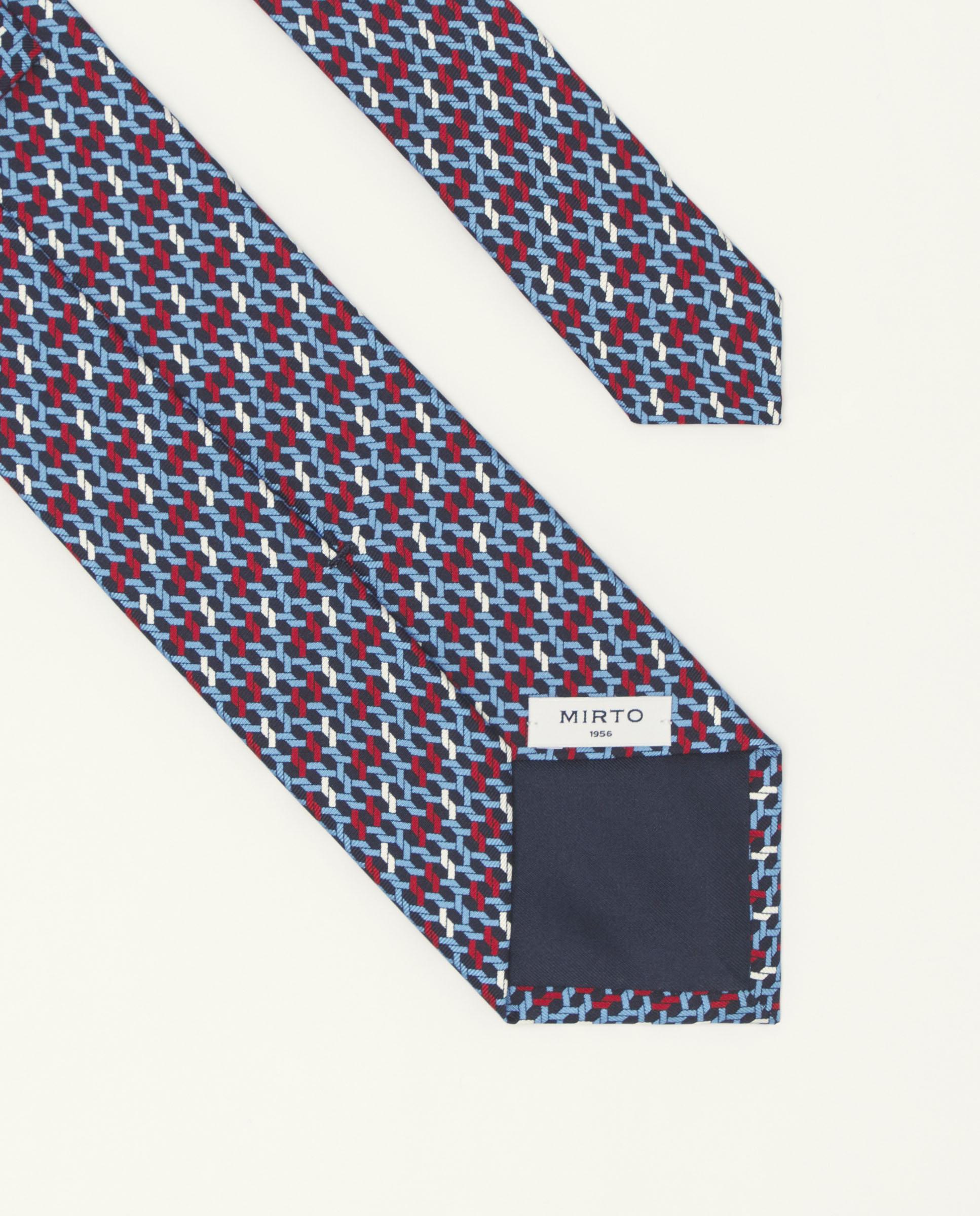 Gravata Twill Estampada em Seda Natural Azul-marinho / Laranja-2