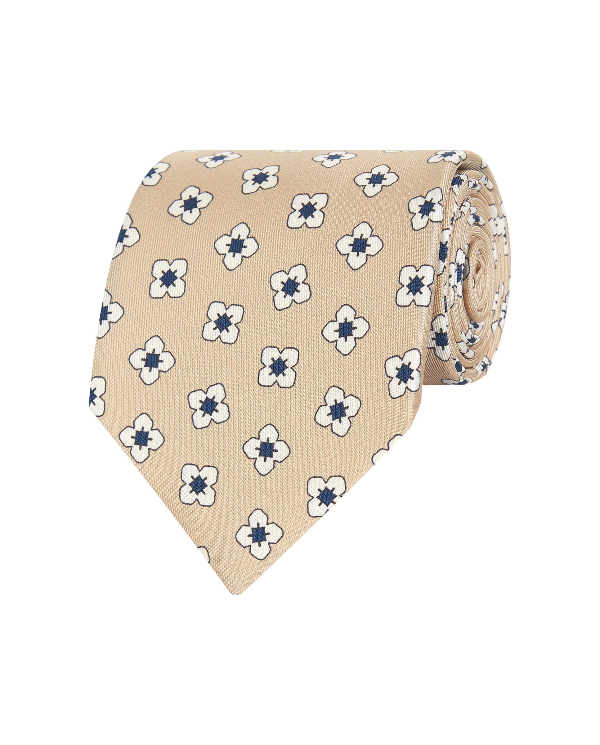 Gravata Twill com Estampado em Seda Natural Natural-1