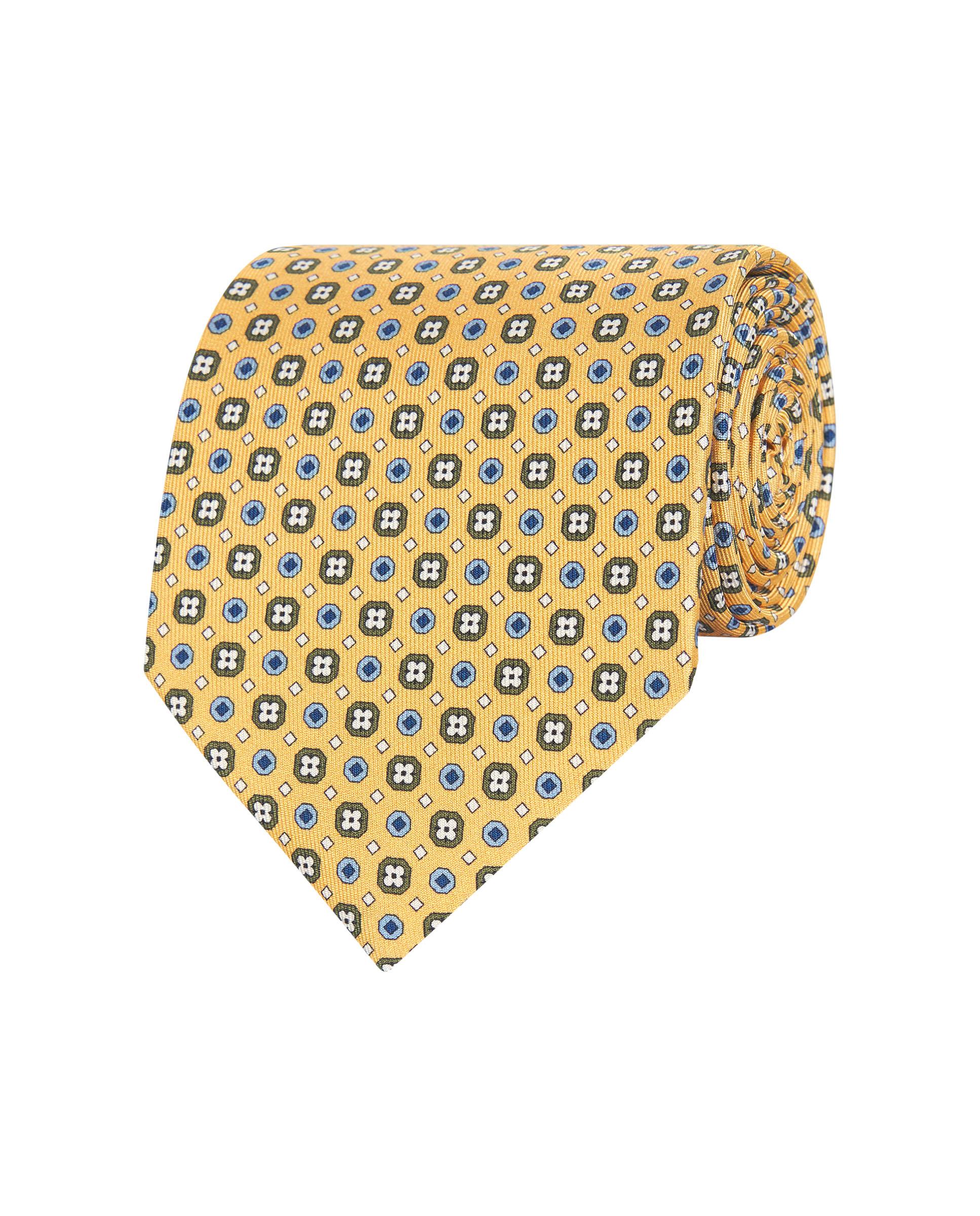 Gravata Twill com Estampado em Seda Natural Amarelo-1