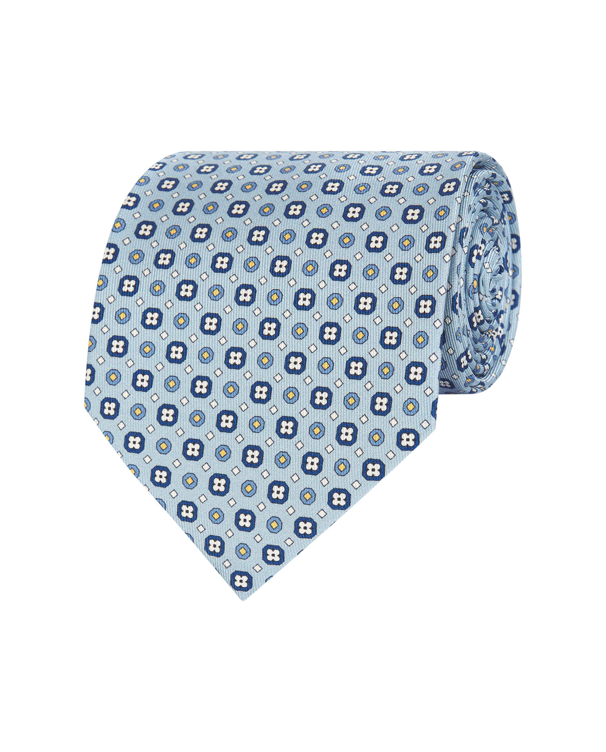 Gravata Twill com Estampado em Seda Natural Azul-1