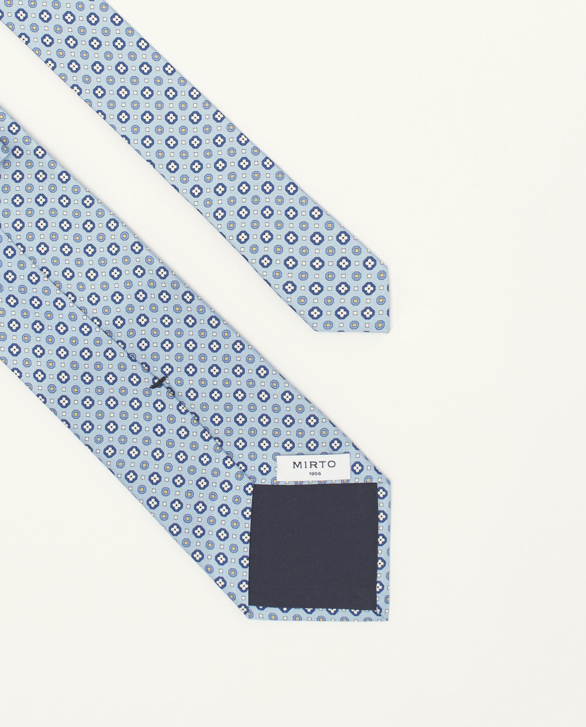 Gravata Twill com Estampado em Seda Natural Azul-2
