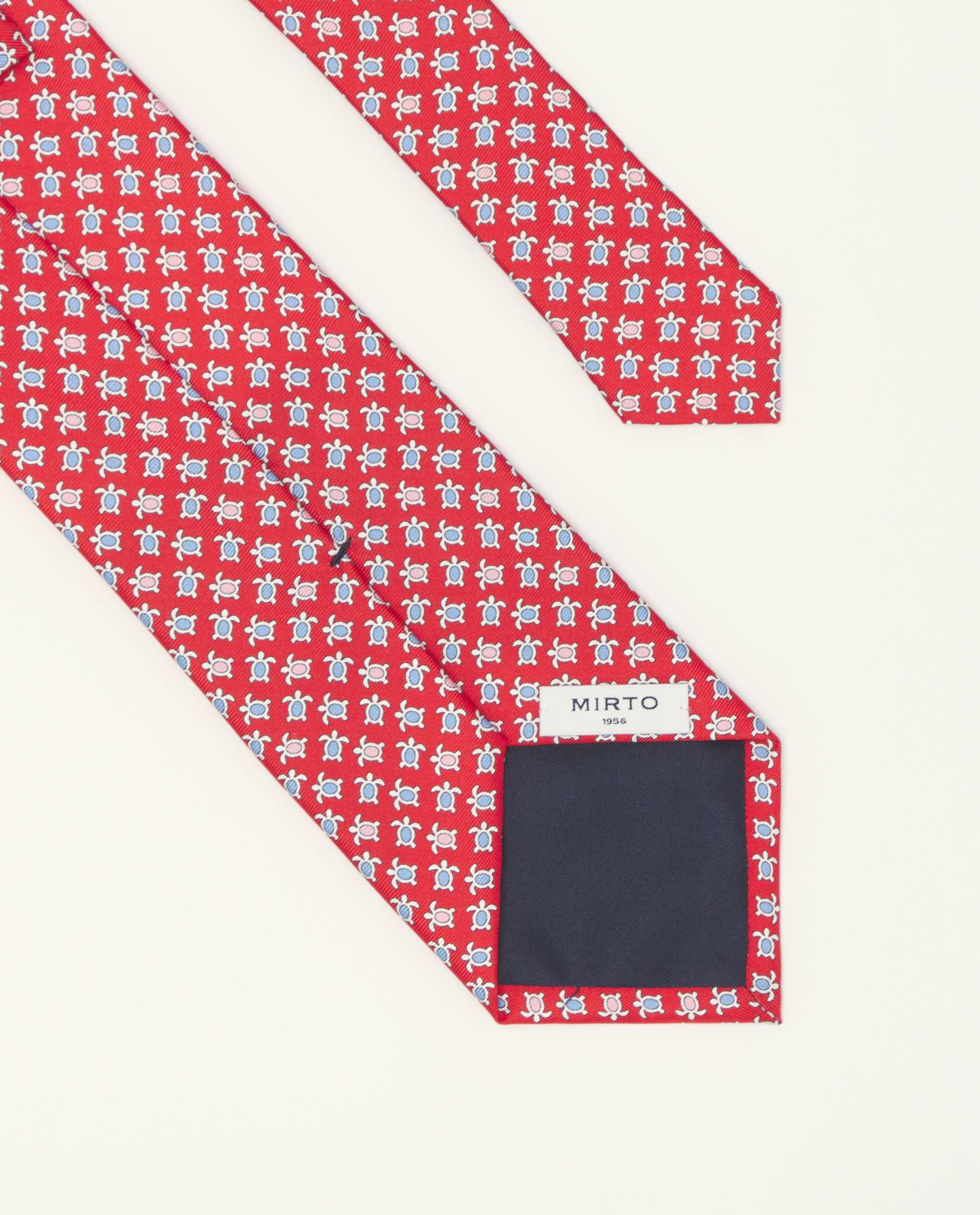 Gravata Twill Estampada em Seda Natural Vermelho / Branco-2