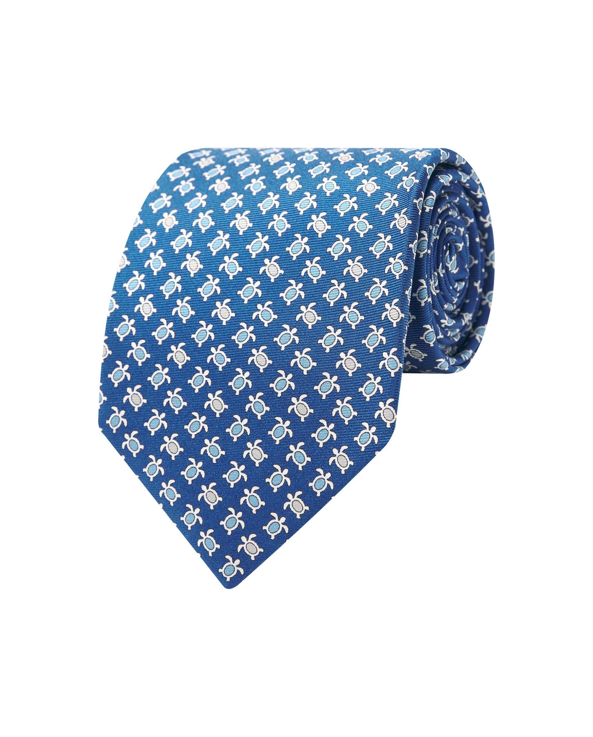 Gravata Twill com Estampado em Seda Natural Azul-1