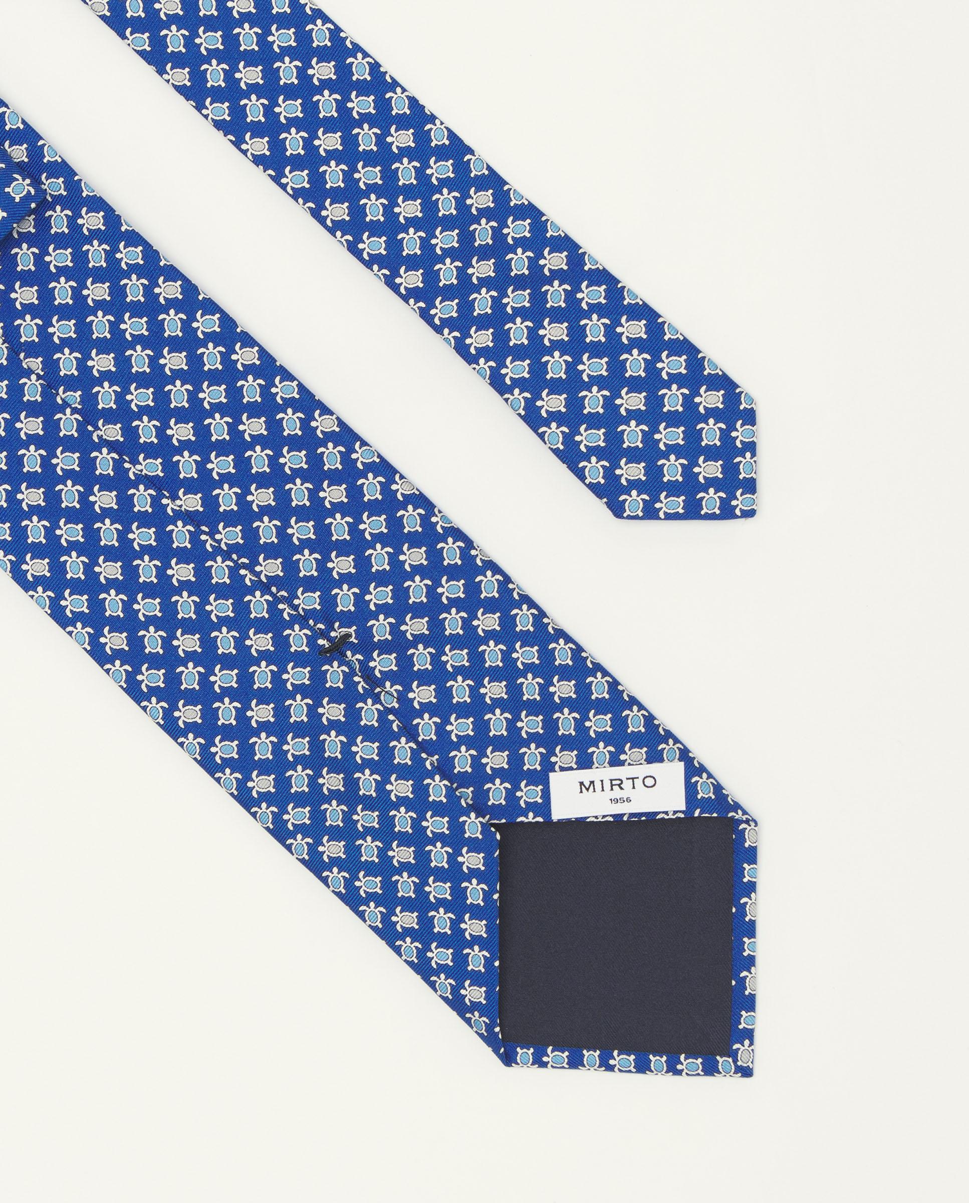 Gravata Twill com Estampado em Seda Natural Azul-2